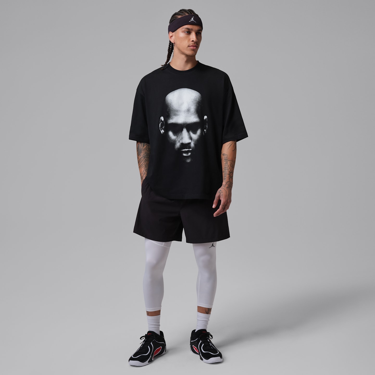 Мужская спортивная футболка Jordan Dri-FIT Sport с принтом, цвет: Чёрный / Белый — фото 6
