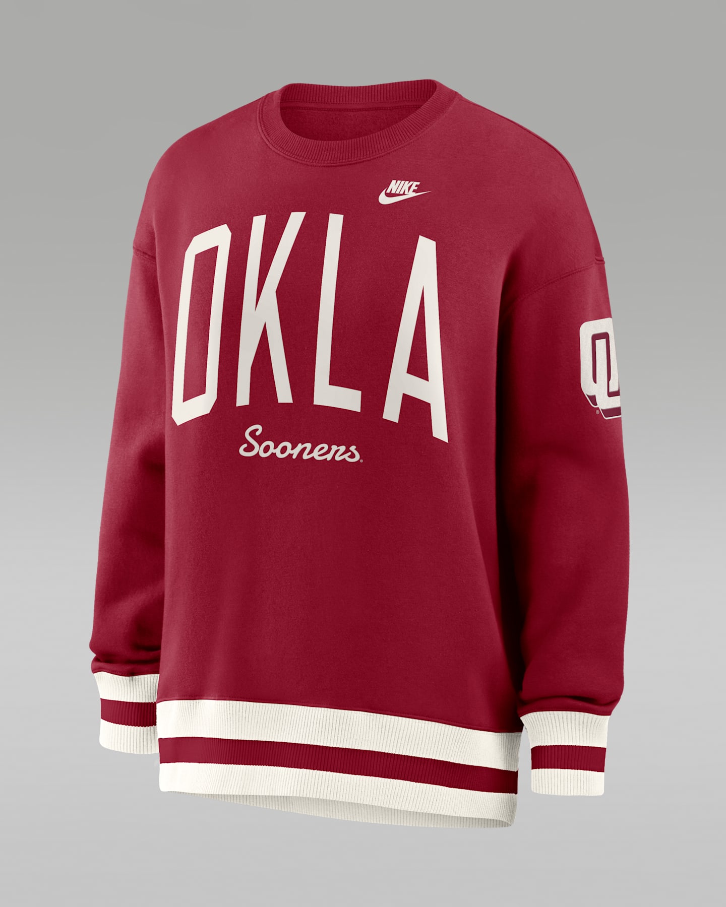 Женские свитеры Oklahoma Legacy Nike College Pullover Crew, цвет: Малиновый / Белый — фото 3