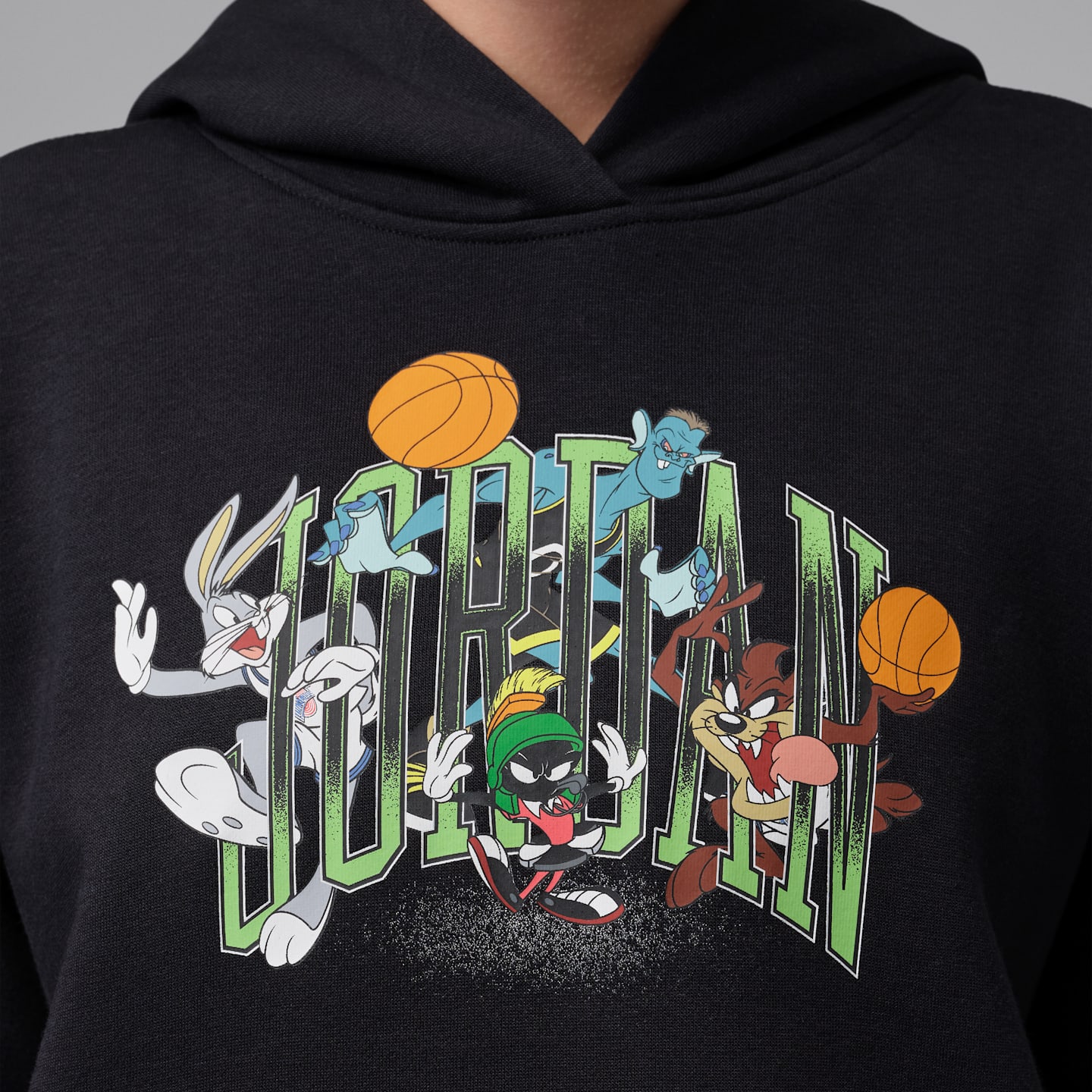 Женское худи Jordan Space Jam Fleece Pullover, цвет: Чёрный / Белый — фото 4