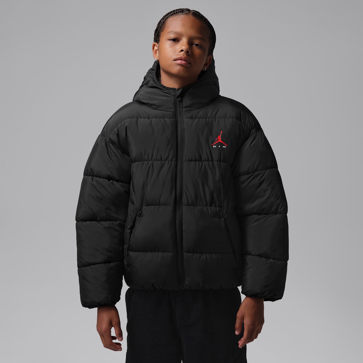 Детская куртка Jordan Brooklyn Graphic Puffer, цвет: Чёрный — фото 1