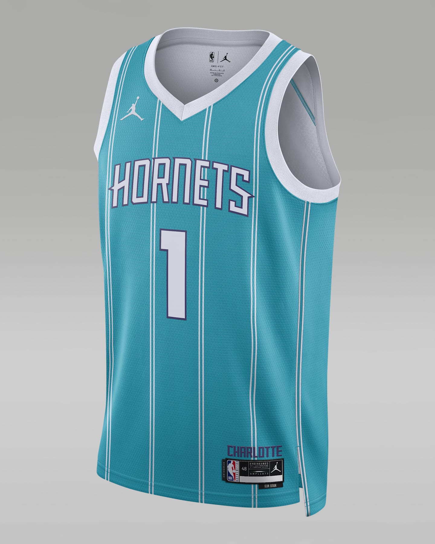 Мужской топ Nike Charlotte Hornets Brandon Miller Icon Edition 2022/23 Dri-FIT NBA Swingman Jersey, цвет: Бирюзовый — фото 3