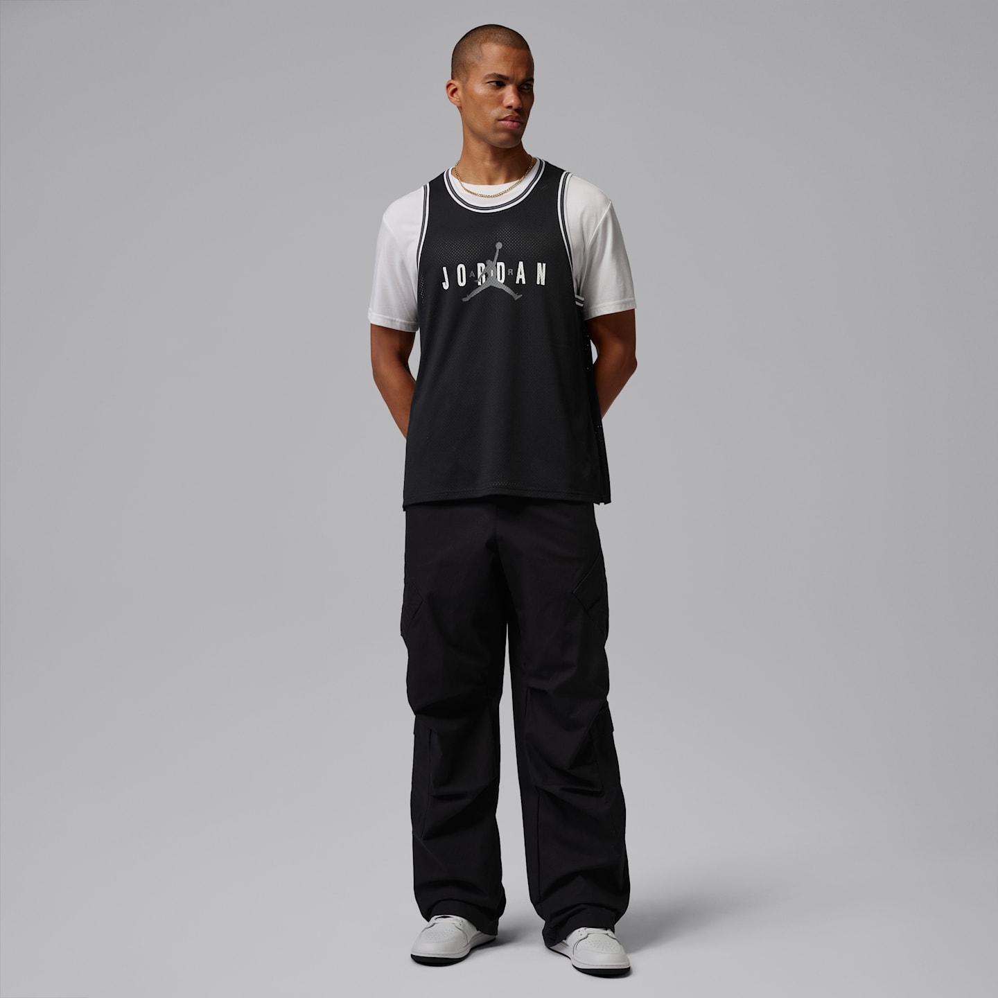 Мужской топ Jordan Brooklyn Mesh Jersey, цвет: Чёрный / Железный серый — фото 7