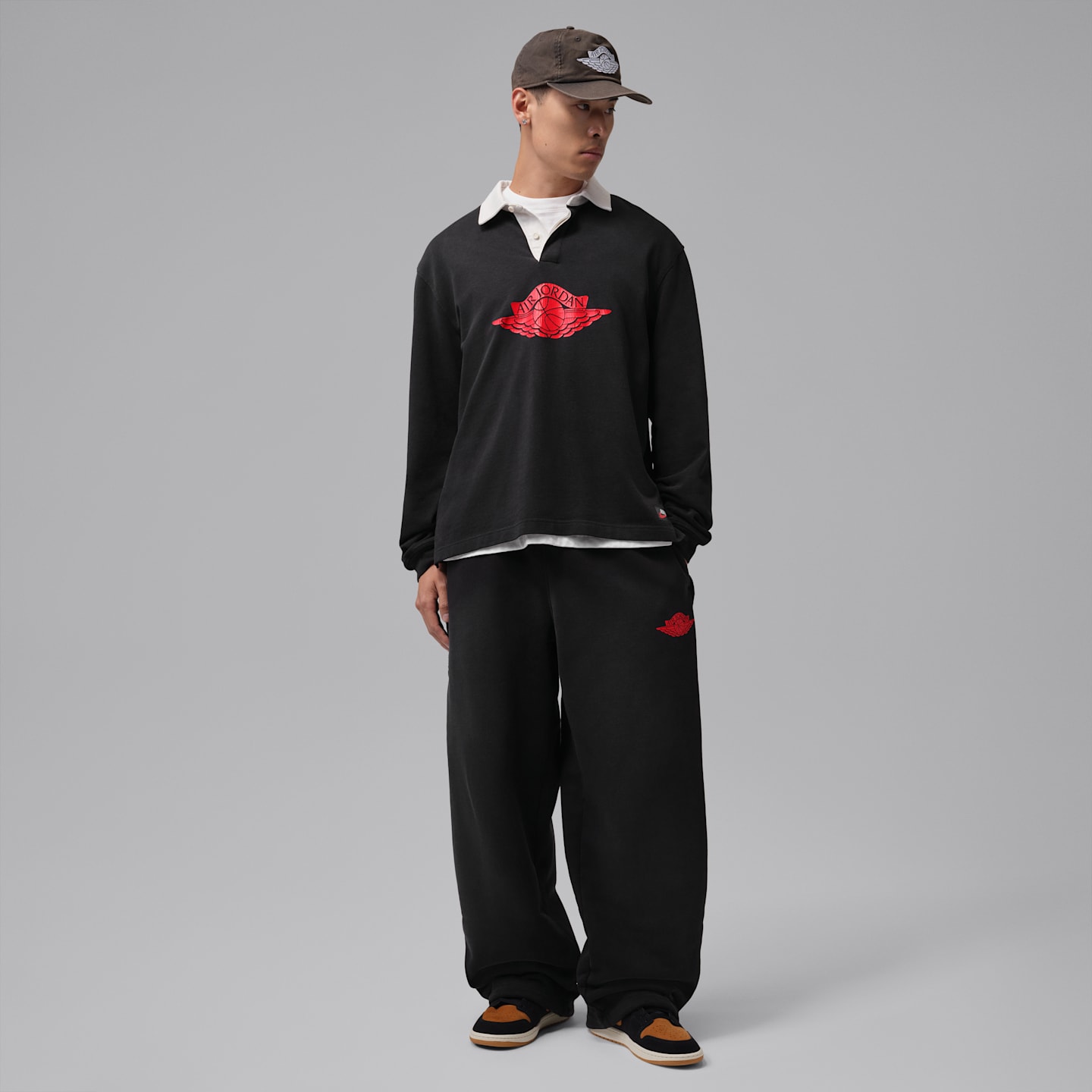 Мужские брюки Jordan Flight Fleece, цвет: Чёрный / Красный — фото 6