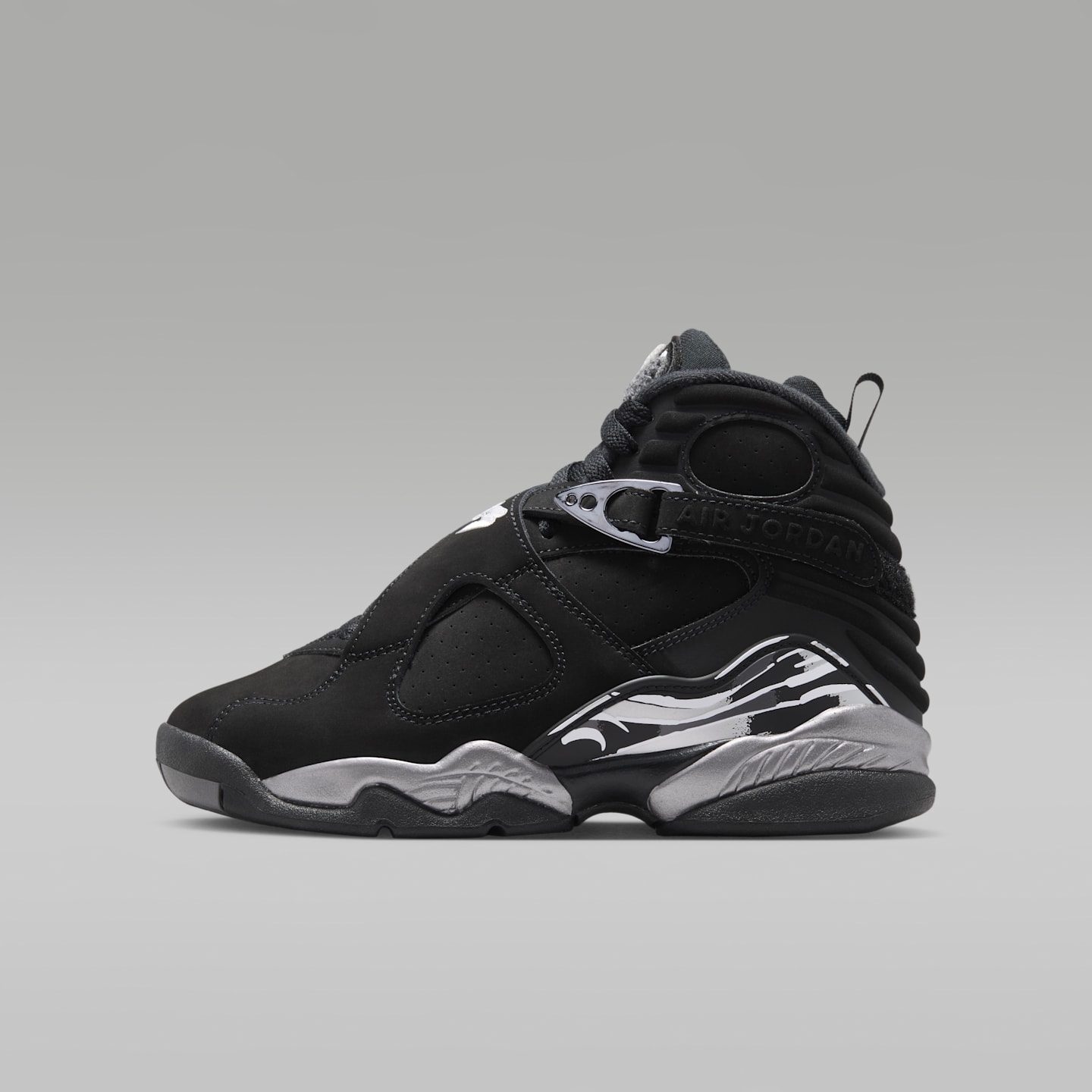 Детские кроссовки Air Jordan 8 Retro "Chrome", цвет: Чёрный / Графитовый