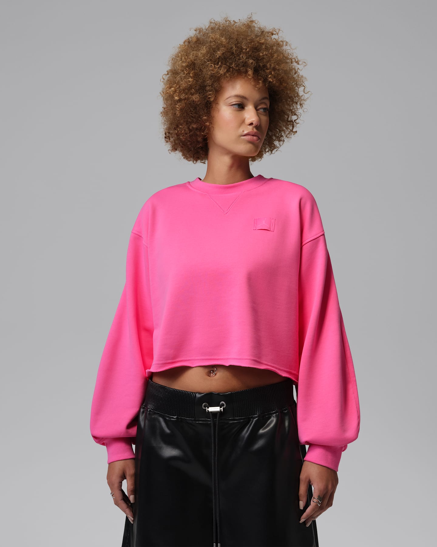 Женский укороченный свитшот Jordan Flight Fleece Mod-Crop, цвет: Розовый сияющий — фото 6