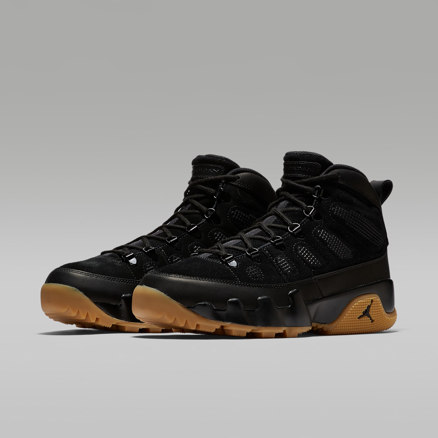 Мужские ботинки Air Jordan 9 Retro, цвет: Чёрный / Карамельный коричневый — фото 5