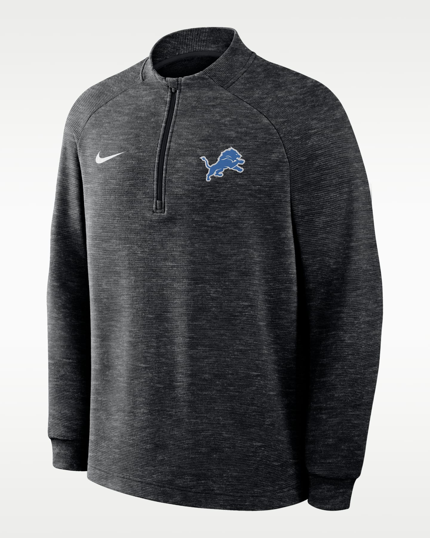 Мужской свитер Nike Detroit Lions Par Therma-FIT NFL Half-Zip Pullover, цвет: Чёрный меланжевый — фото 3