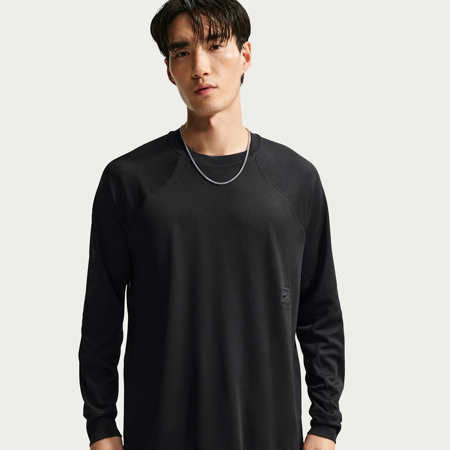 Мужской топ Nike N.A.C. Dri-FIT с длинным рукавом, цвет: Чёрный