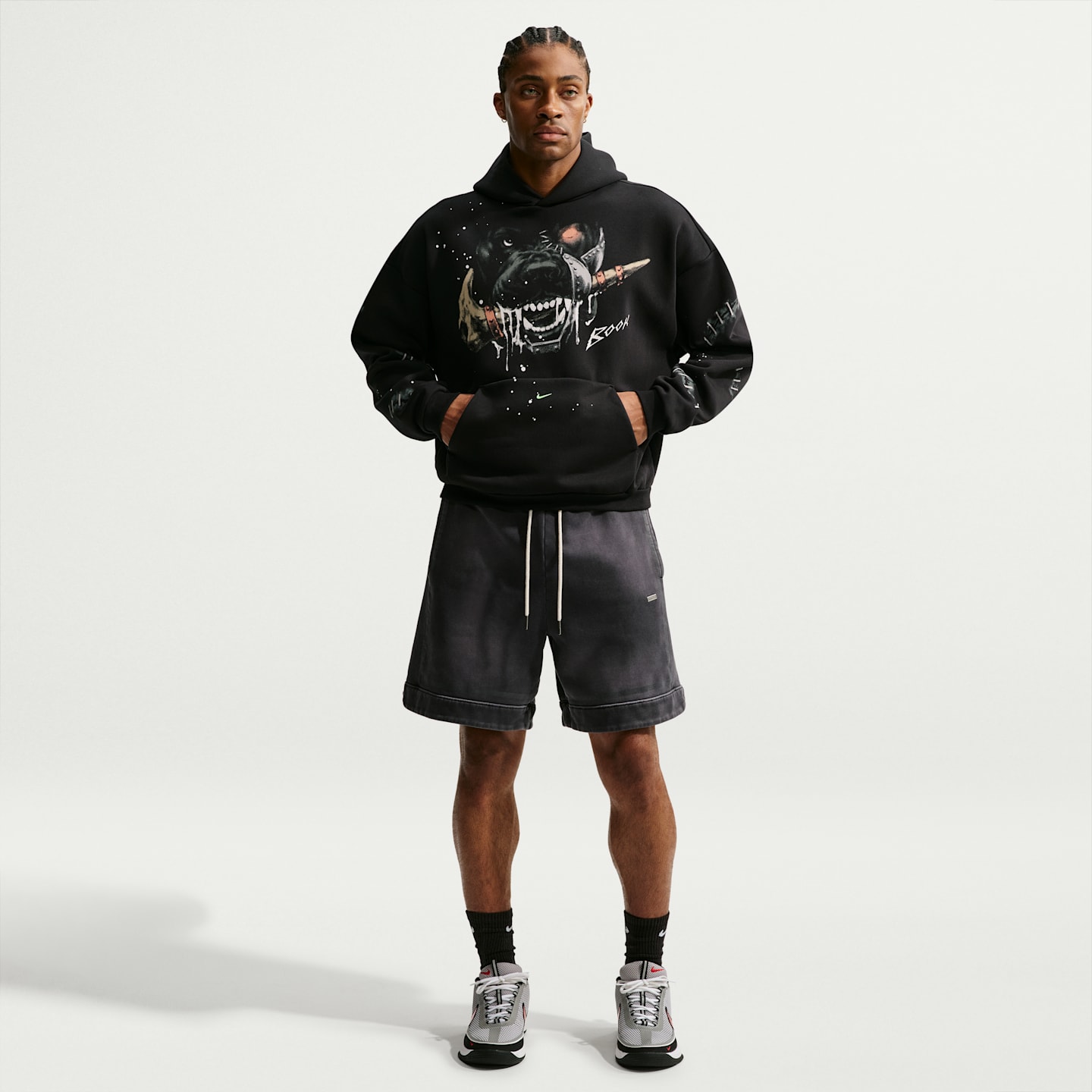 Мужское худи Nike Book Standard Issue Therma-FIT Brushed Basketball Pullover, цвет: Чёрный / Зелёный — фото 4
