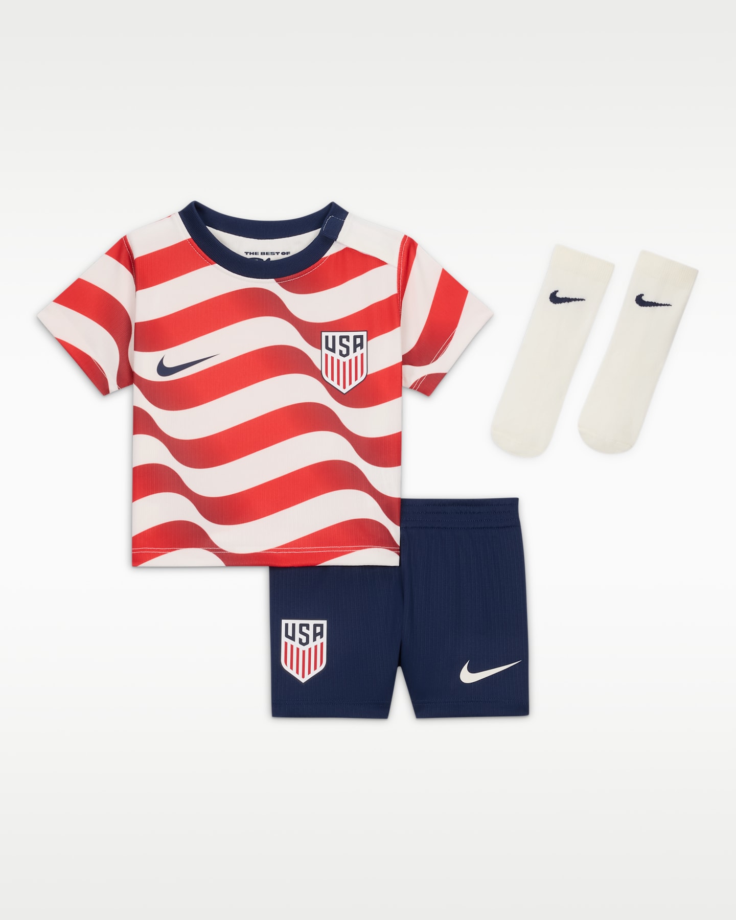 Футбольный комплект для малышей Nike Usmnt 2026 Stadium Home из 3 предметов, цвет: Молочный / Тёмно-синий — фото 4