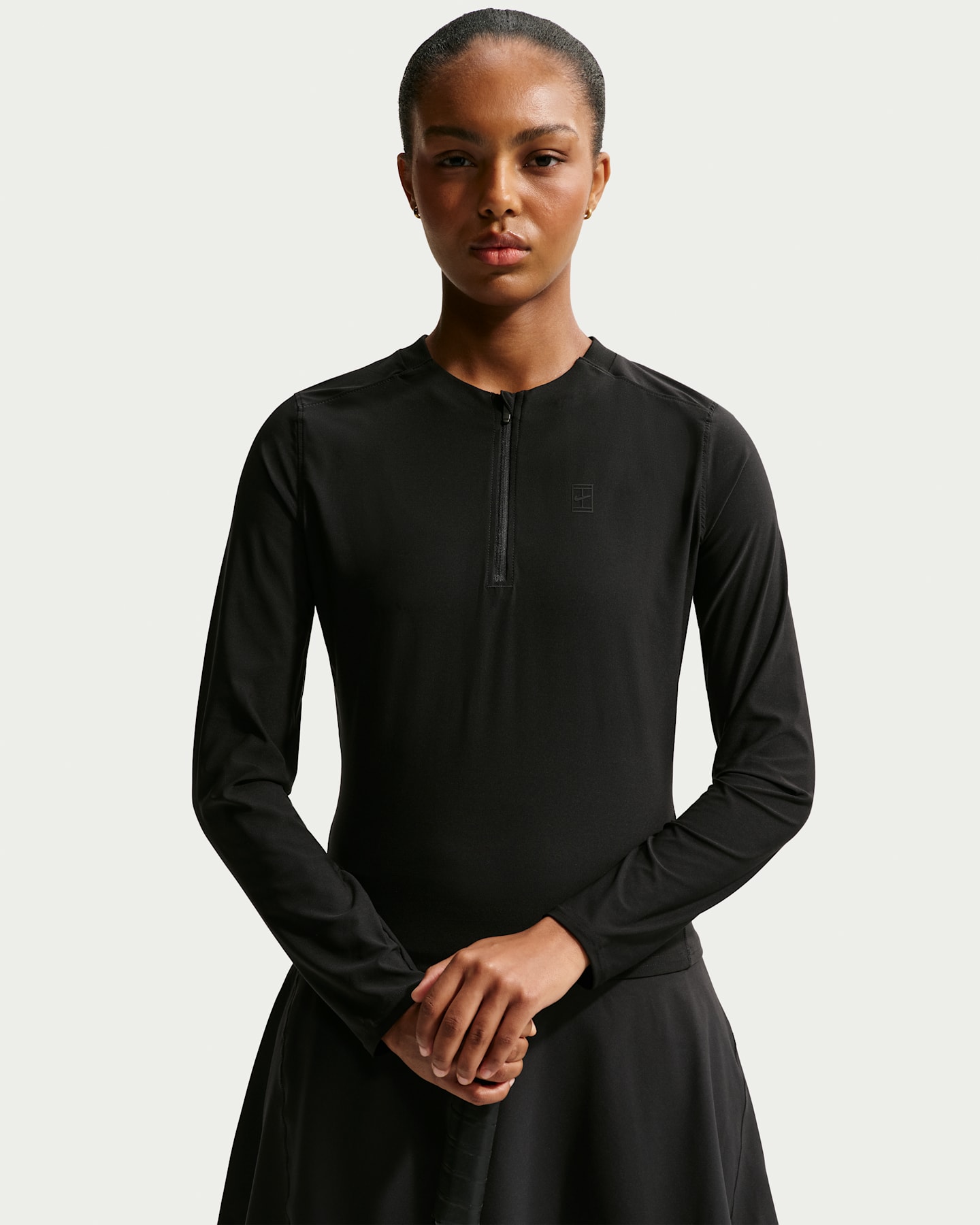 Женский топ Nike NikeCourt Advantage Dri-FIT Mid-Layer Tennis Top, цвет: Чёрный — фото 6