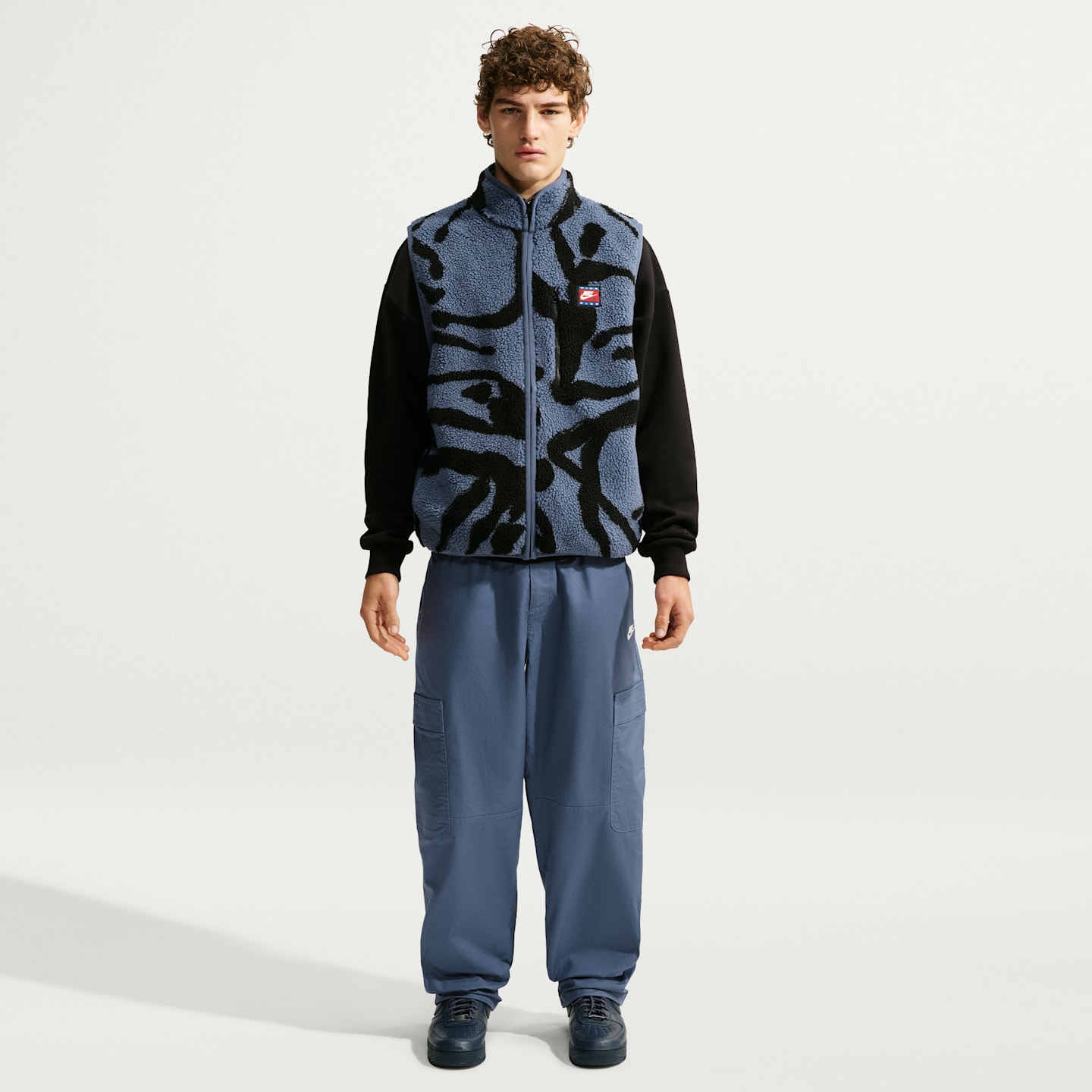 Мужской утеплённый флисовый жилет на молнии Nike Club, цвет: Синий — фото 4