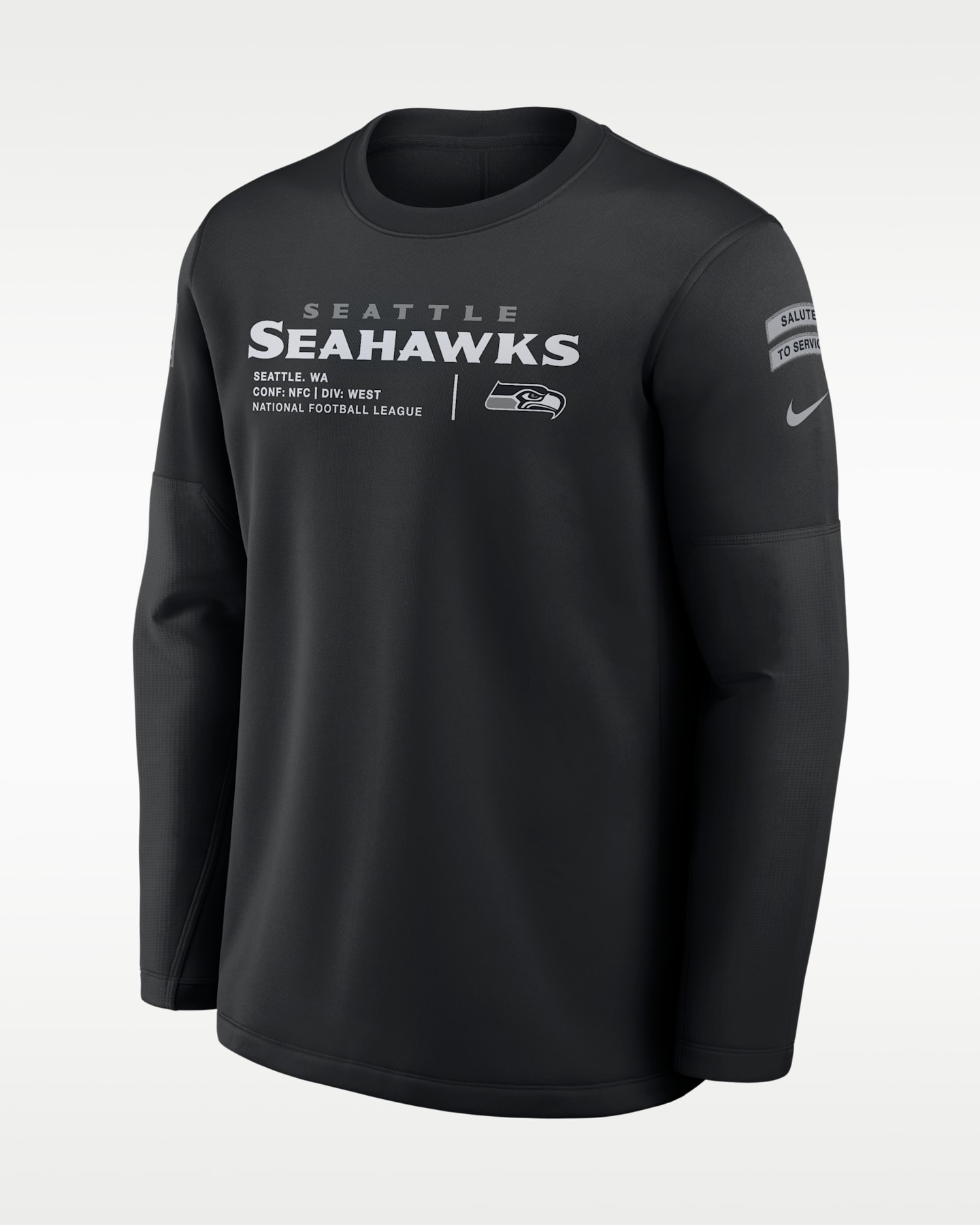 Мужской свитшот Nike Seattle Seahawks Salute to Service Sideline Coaches NFL, цвет: Чёрный — фото 3