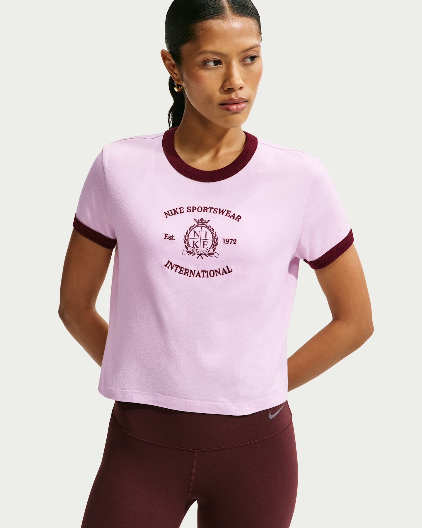 Женская футболка Nike Sportswear Ringer, цвет: Выбеленный сиреневый — фото 6