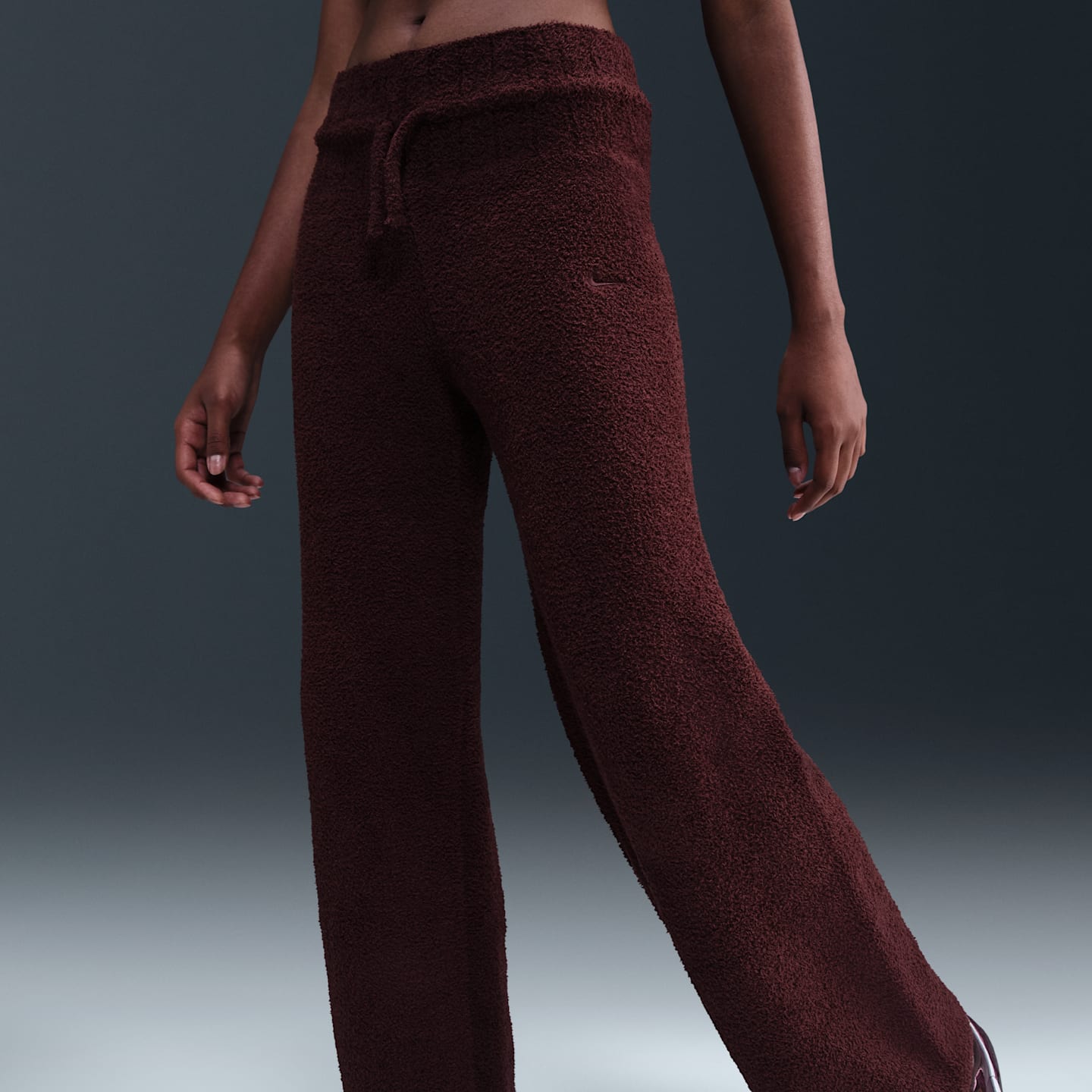 Женские брюки Nike Sportswear Phoenix Cozy Bouclé Slim Knit, цвет: Бордовый — фото 2