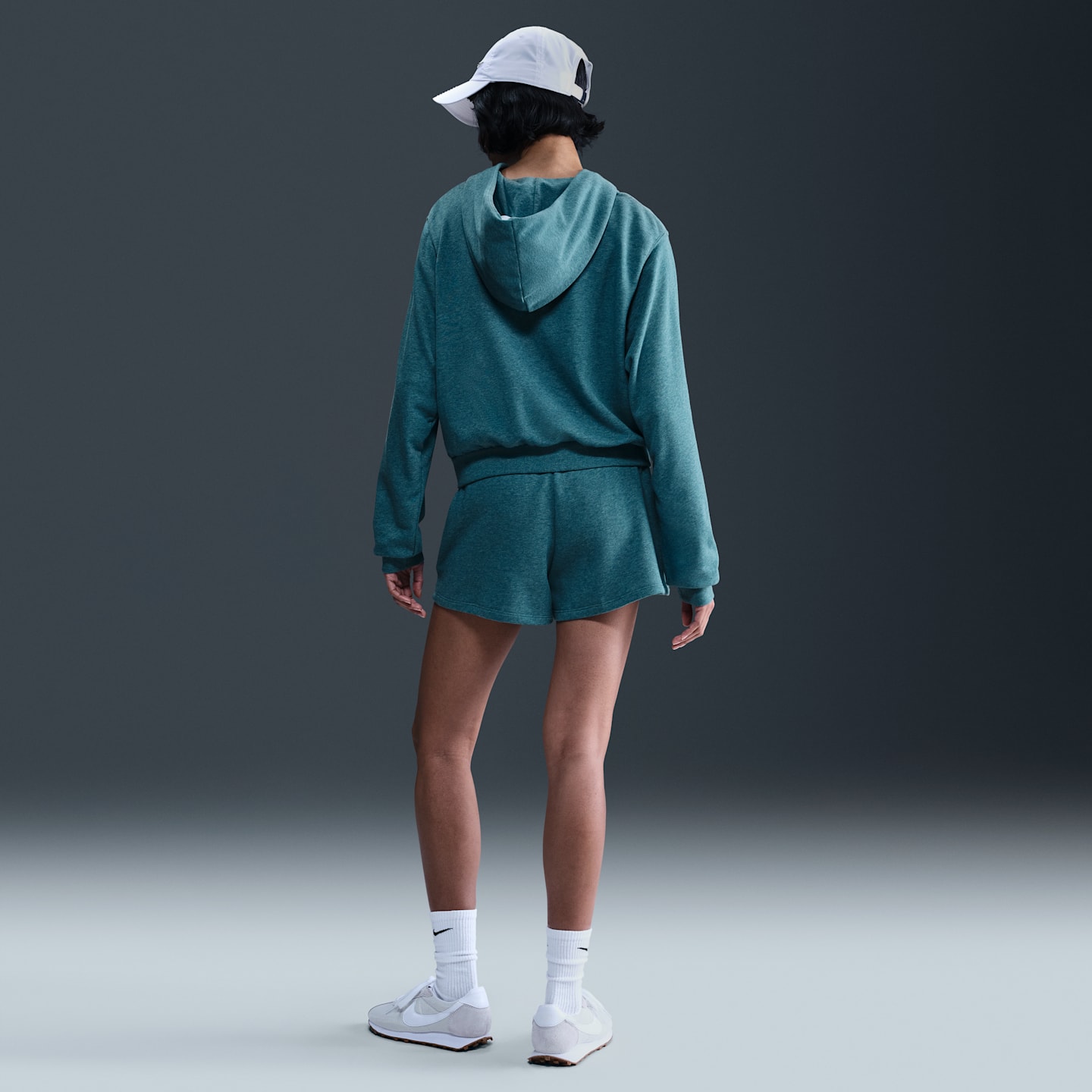 Женское свободное худи на молнии Nike Sportswear Chill Terry из френч терри, цвет: Синий / Меланжевый — фото 5