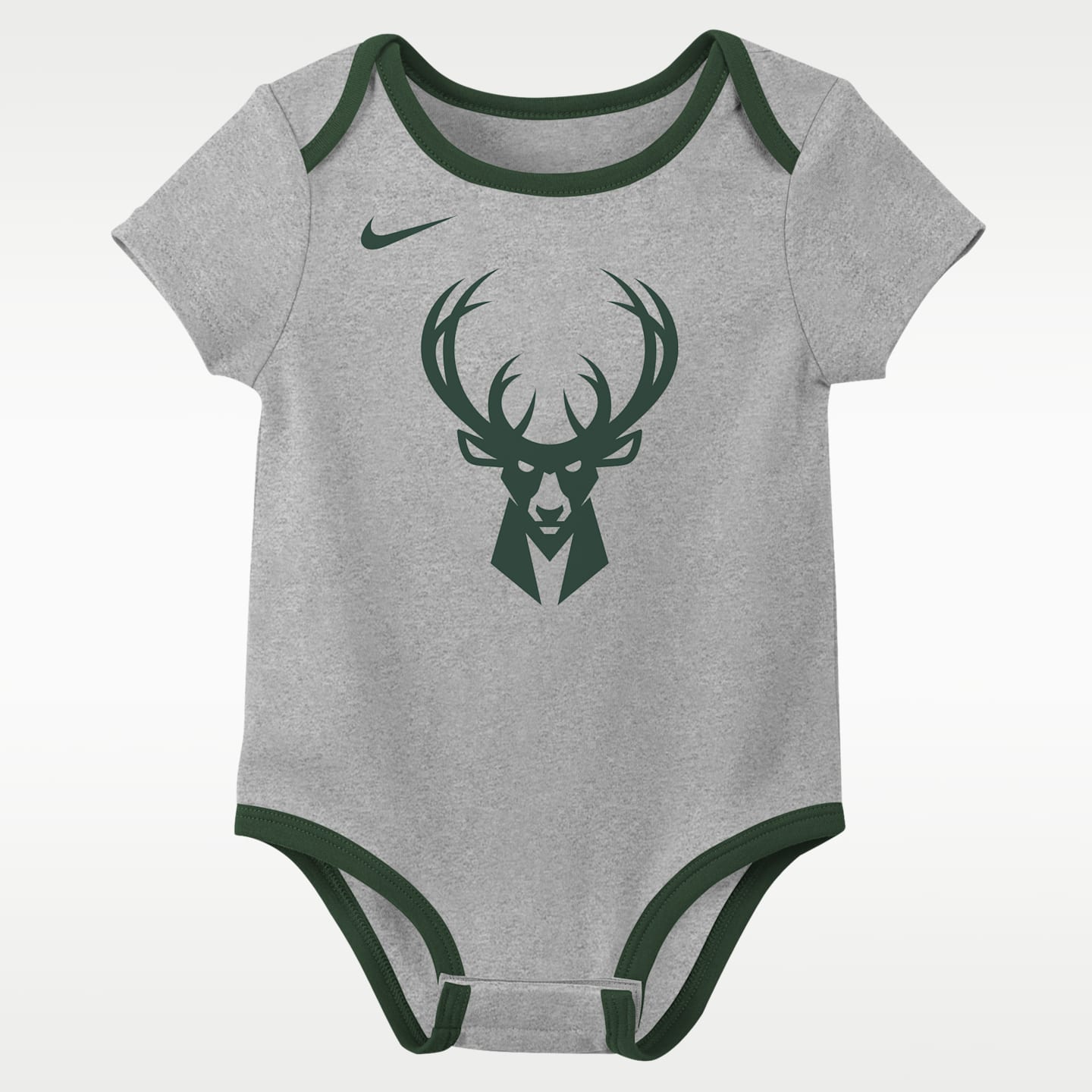 Детский комплект из двух боди Nike NBA Milwaukee Bucks, цвет: Зелёный / Серый — фото 2