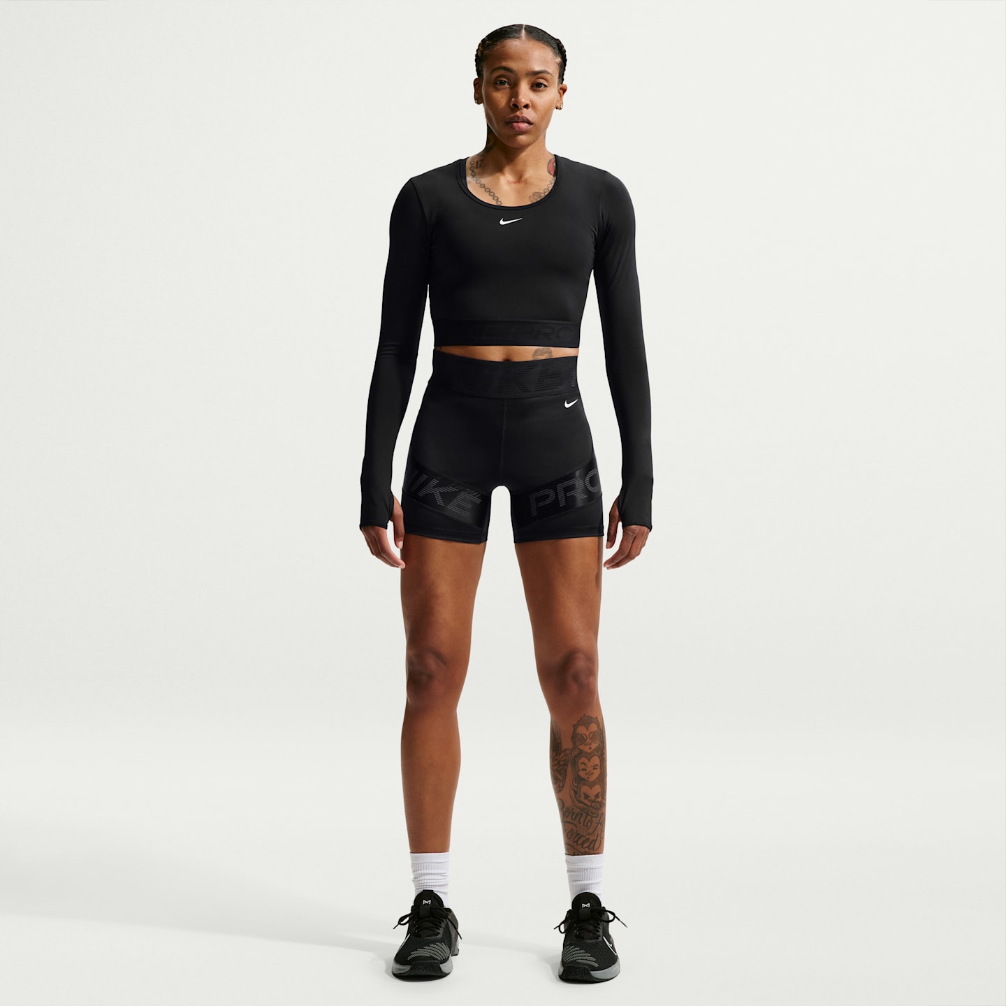 Женские байкерские шорты Nike Pro Sculpt Dri-FIT 5" с высокой талией, цвет: Чёрный / Антрацитовый — фото 1