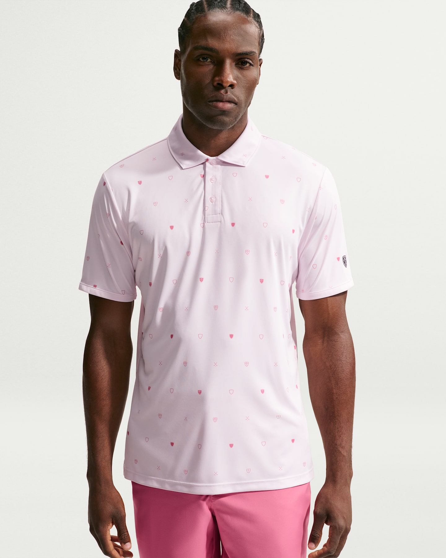 Мужское поло для гольфа Nike Par Dri-FIT с коротким рукавом, цвет: Жемчужный розовый / Пионовый — фото 6