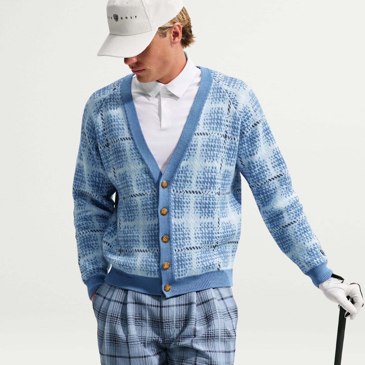 Кардиган для гольфа Nike Tartan свободного кроя, цвет: Синий — фото 3