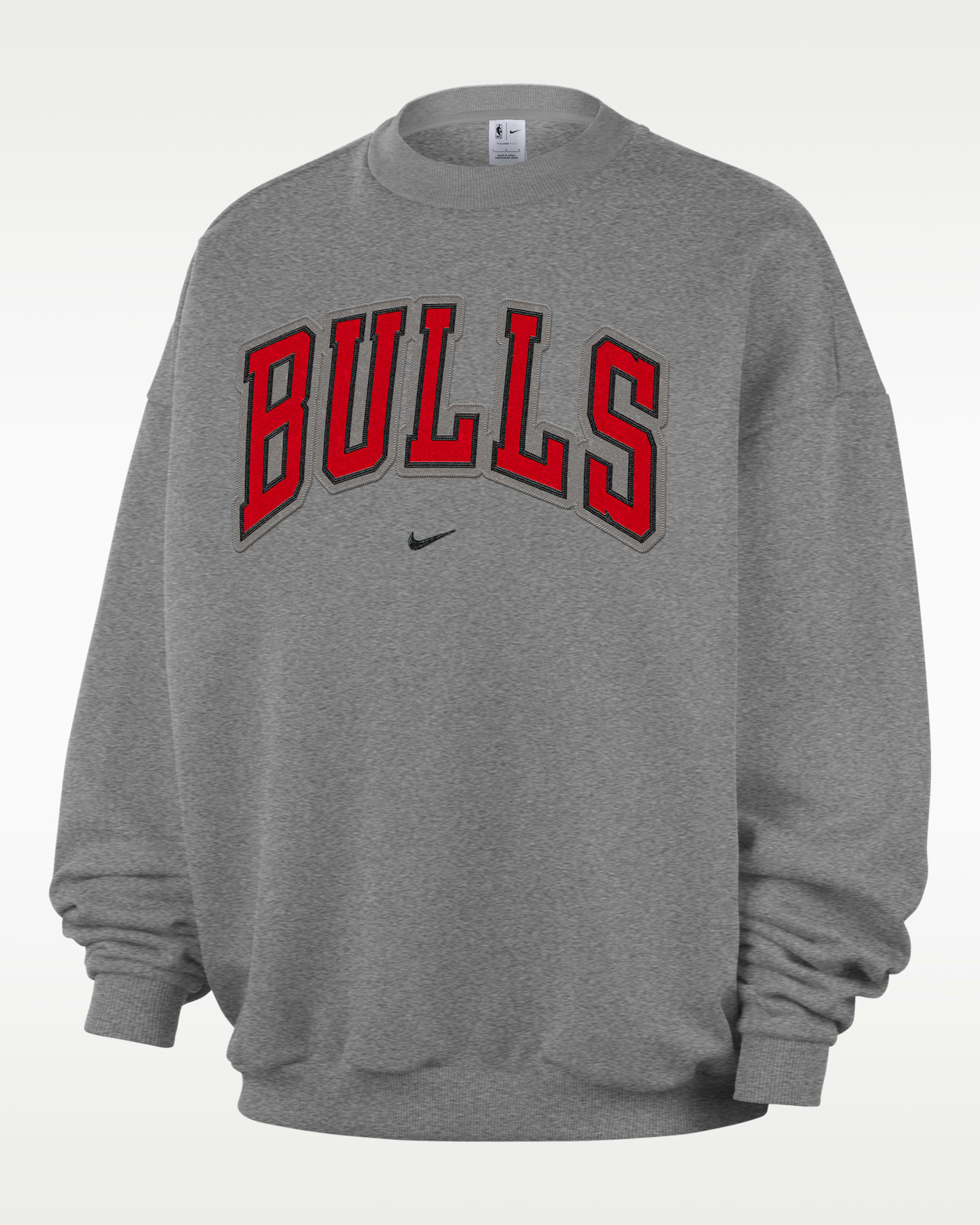 Мужской флисовый свитшот Nike Chicago Bulls Standard Issue, цвет: Серый меланжевый / Бледная слоновая кость — фото 4