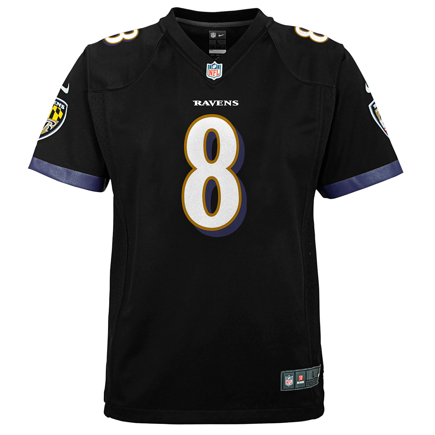 Детский топ Nike Lamar Jackson Baltimore Ravens Game Jersey, цвет: Чёрный — фото 1