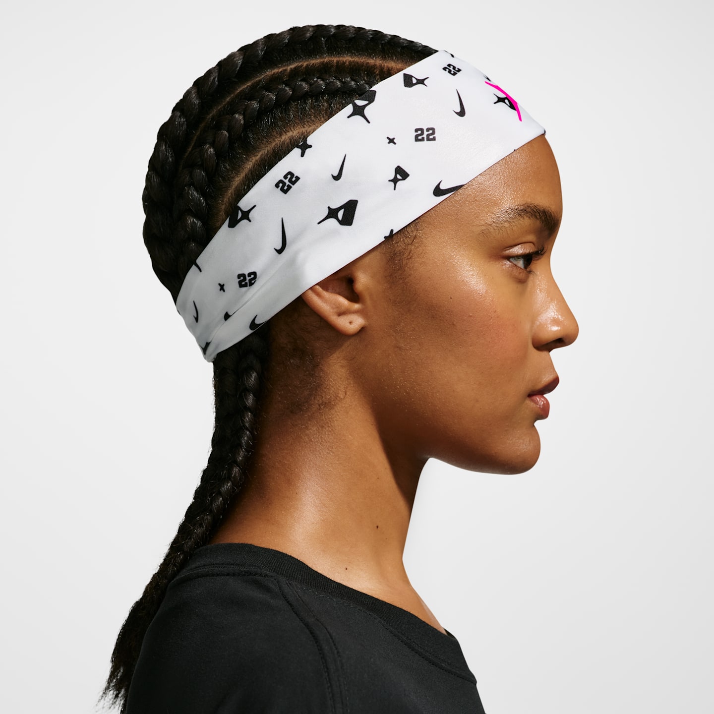 Повязка на голову Nike A'ja Wilson Dri-FIT Fury Classic для баскетбола, цвет: Белый / Чёрный — фото 2