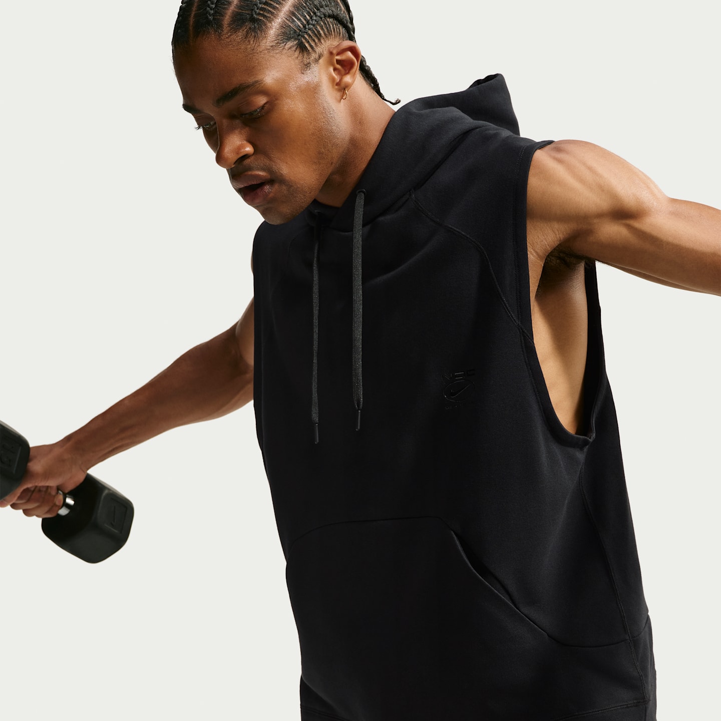 Мужское худи Nike N.A.C. Dri-FIT Fleece Sleeveless Training, цвет: Чёрный — фото 3