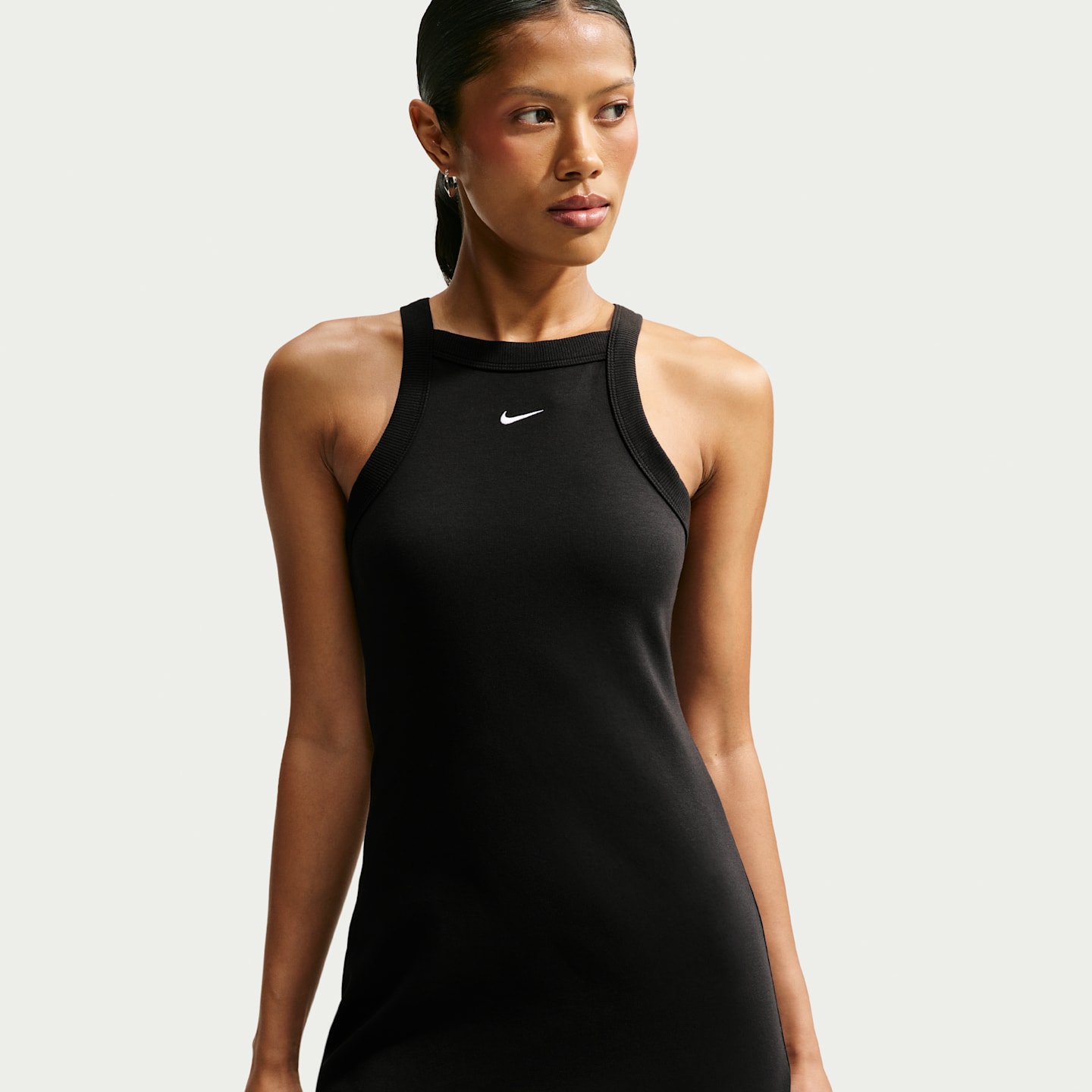 Женское облегающее платье-майка Nike Sportswear Chill Knit, цвет: Чёрный / Белый — фото 2