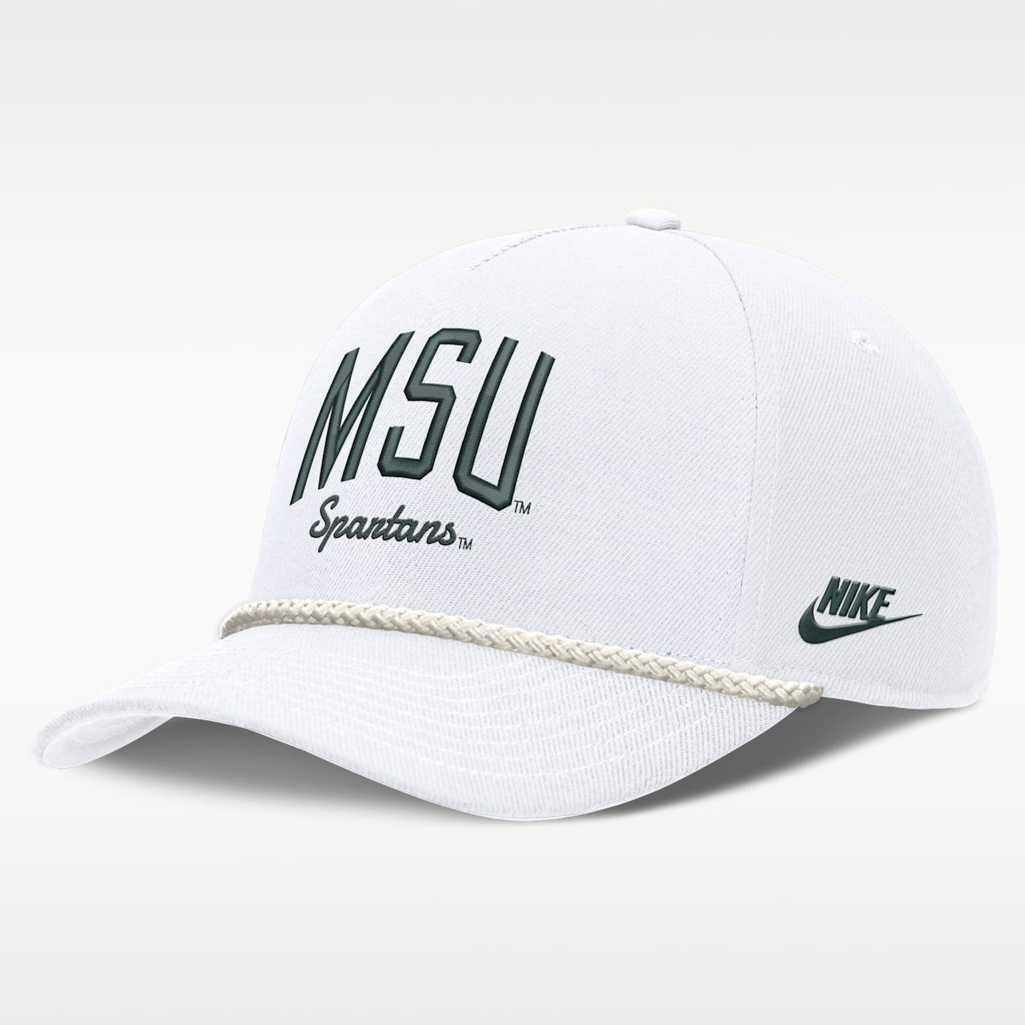 Мужская кепка A-Frame Nike Dri-FIT College Michigan State Legacy Letter Rise, цвет: Белый — фото 1