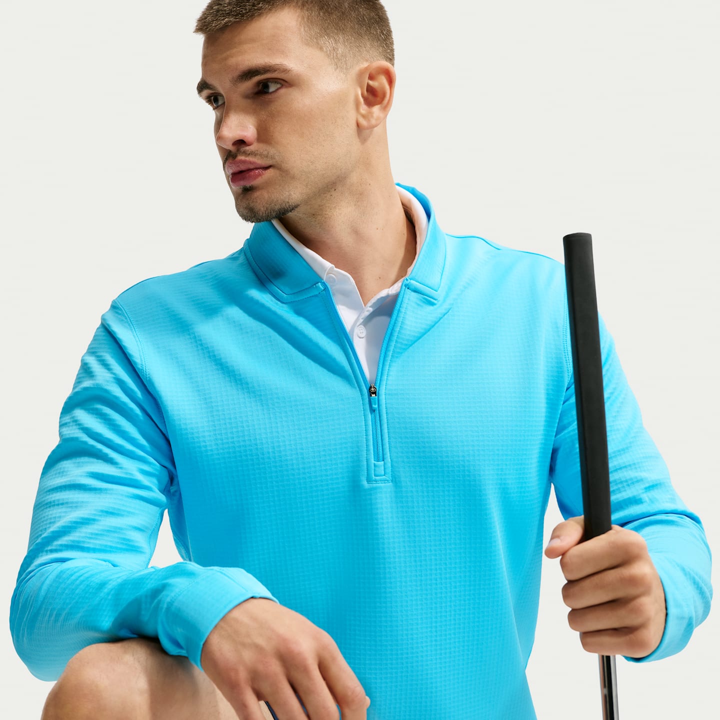 Мужской топ для гольфа Nike Velocity Therma-FIT на молнии 1/2, цвет: Синий / Белый — фото 3
