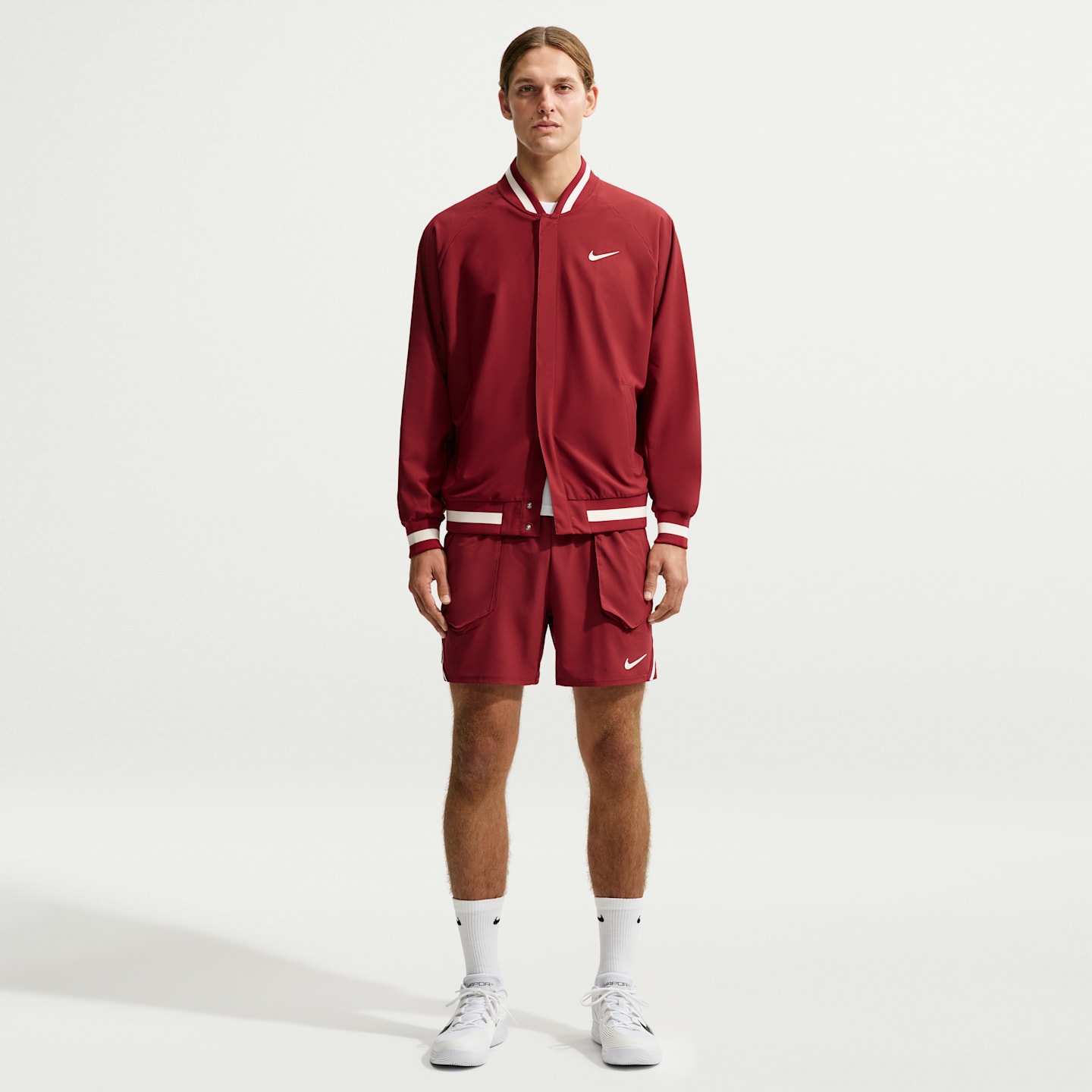 Мужская теннисная куртка NikeCourt Slam Dri-FIT, цвет: Красный / Бледная слоновая кость — фото 4