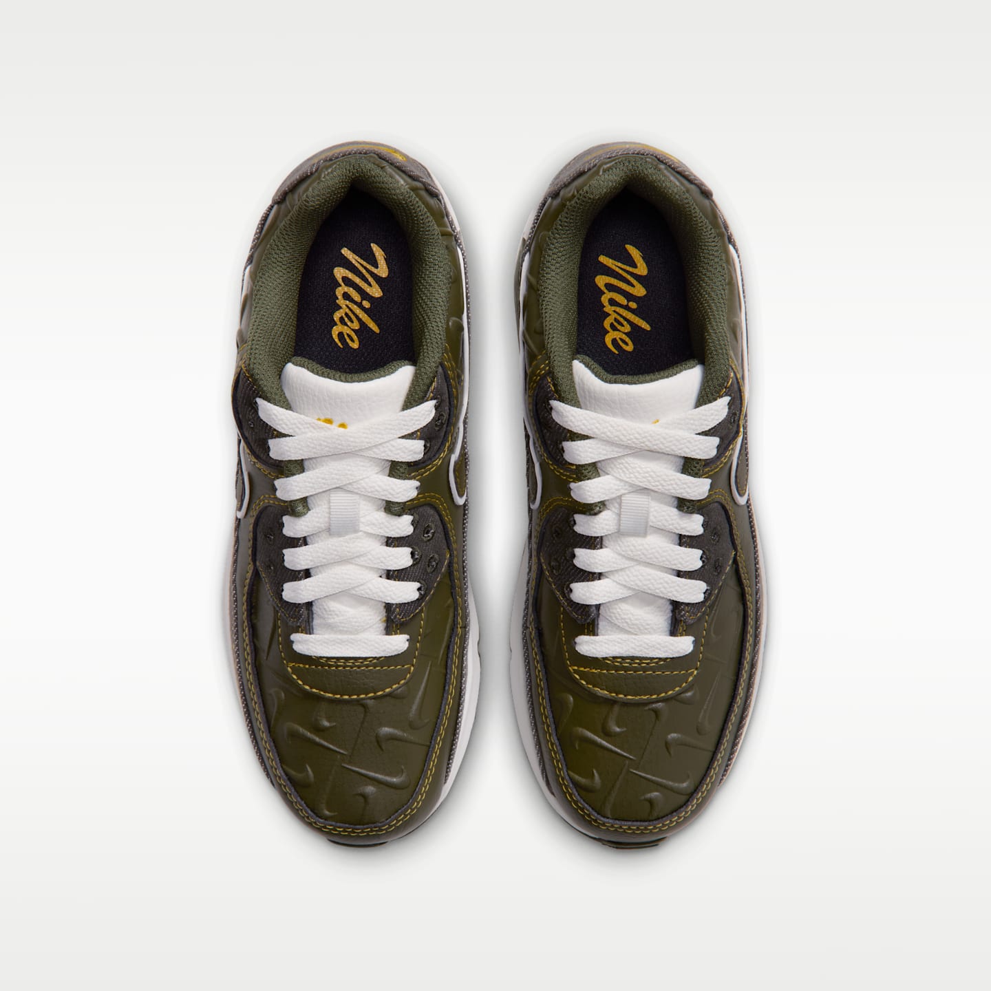 Детские кроссовки Nike Air Max 90, цвет: Хаки / Жёлтый — фото 4