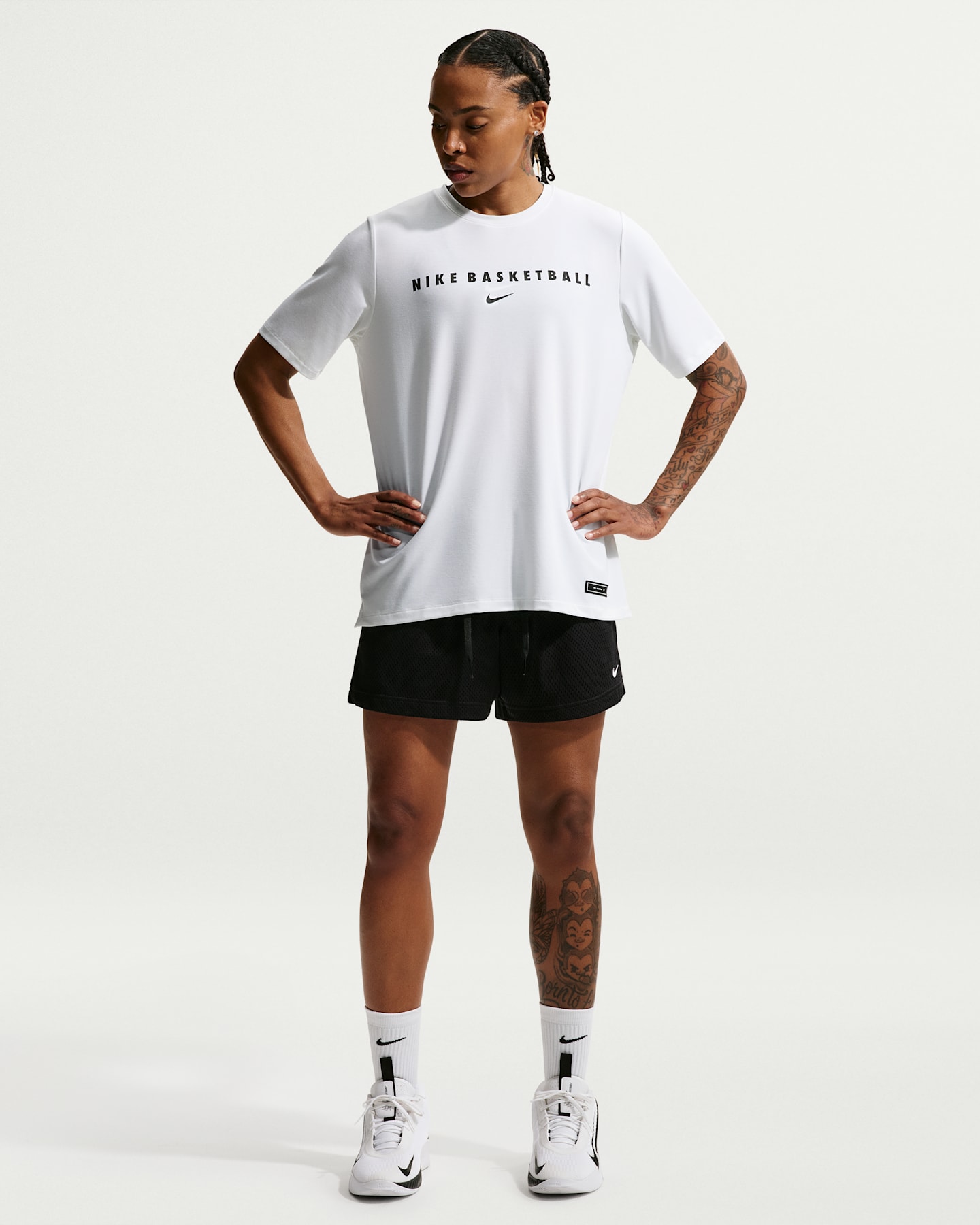 Женские баскетбольные шорты Nike Essential Dri-FIT из сетки, цвет: Чёрный / Белый — фото 6