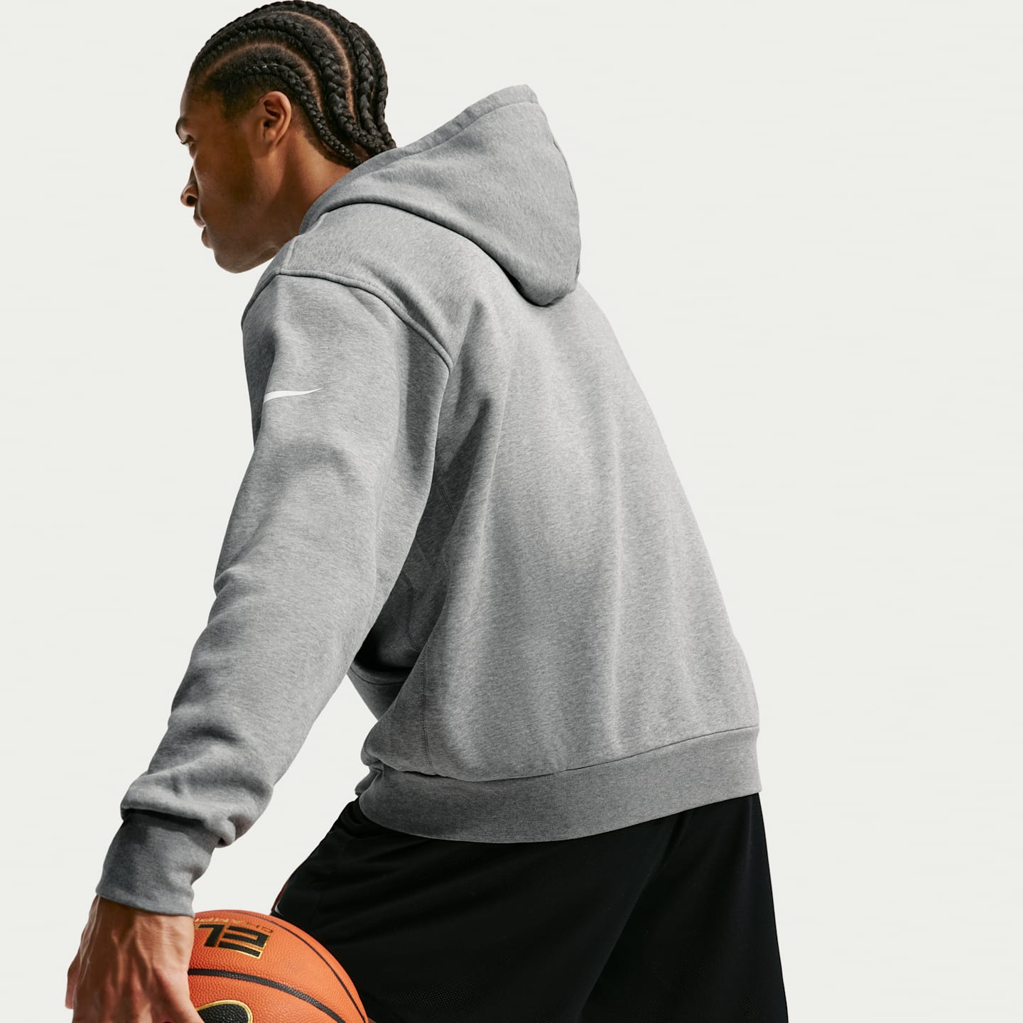 Баскетбольная флисовая худи Nike Sabrina, цвет: Карбоновый меланжевый / Чёрный — фото 5