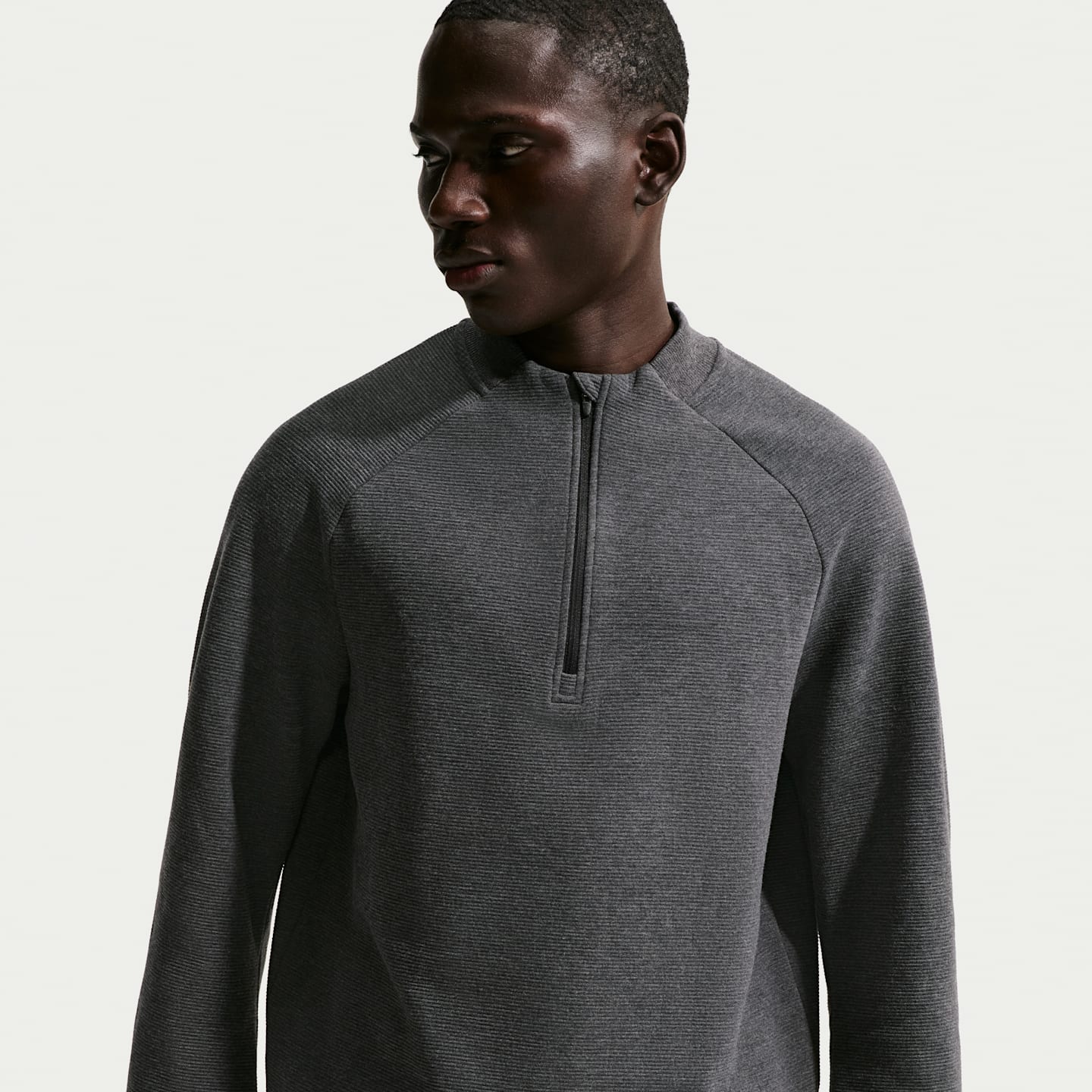 Мужской топ для гольфа Nike Par Therma-FIT на молнии 1/2, цвет: Чёрный / Белый — фото 1