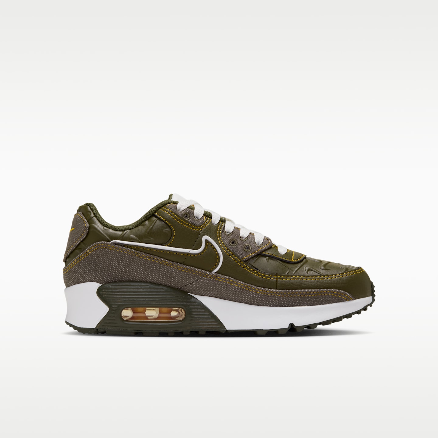Детские кроссовки Nike Air Max 90, цвет: Хаки / Жёлтый — фото 3