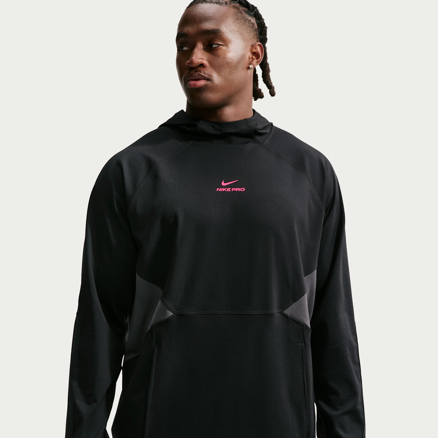 Мужской топ Nike Pro Dri-FIT Mid-Layer Training Top, цвет: Чёрный / Розовый — фото 6