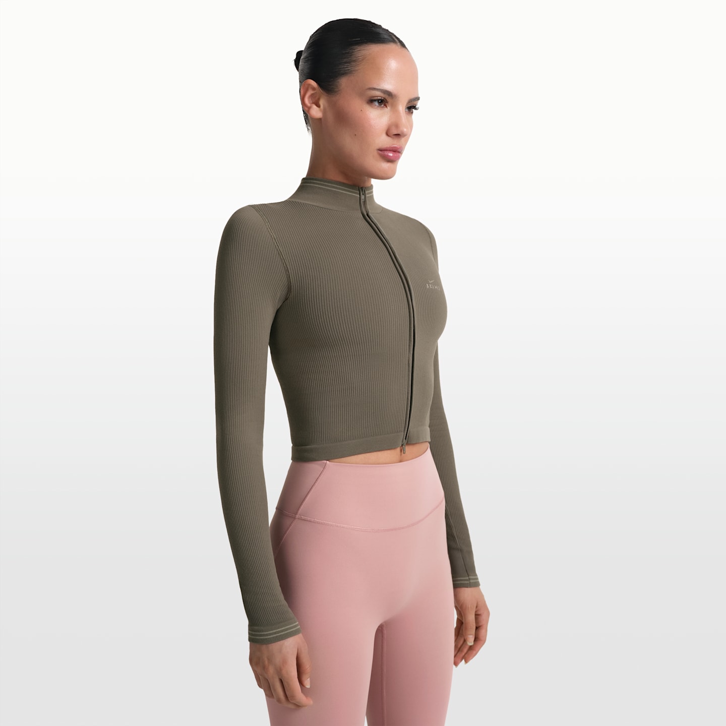 Женская укороченная куртка NikeSKIMS Ribbed Seamless на молнии, цвет: Дюнный — фото 3