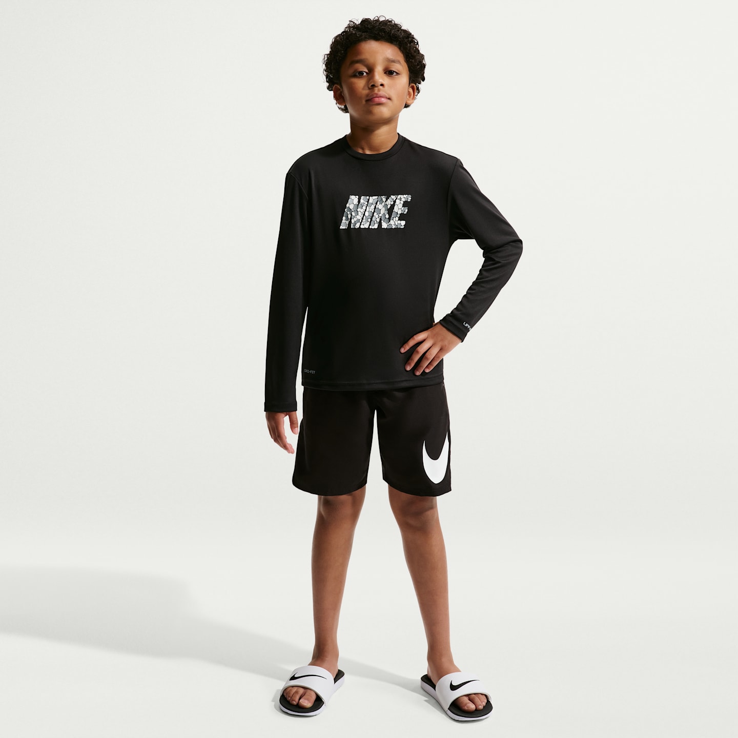 Детская плавательная футболка Nike Swim Hydroguard Dri-FIT UV для мальчиков, длинный рукав, цвет: Чёрный — фото 4