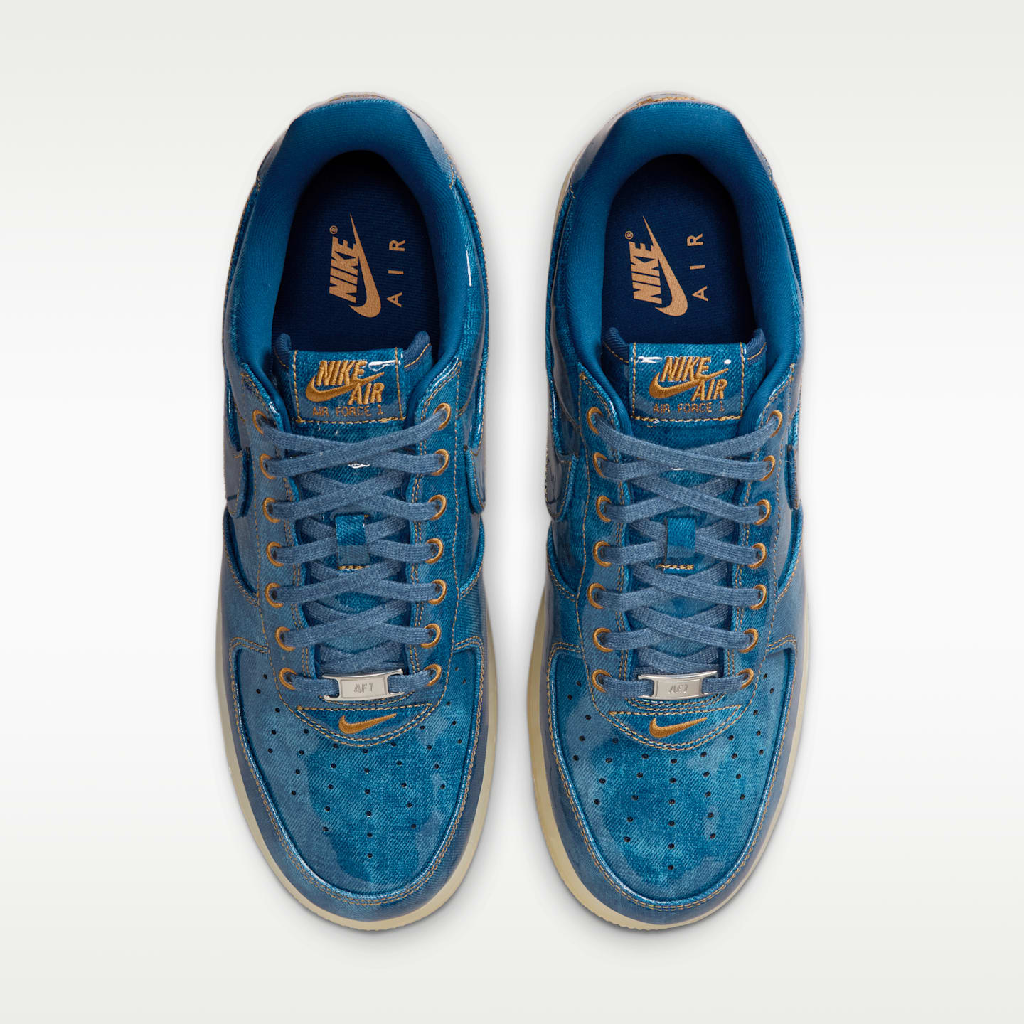 Мужские кроссовки Nike Air Force 1 Retro, цвет: Синий / Натуральный — фото 4