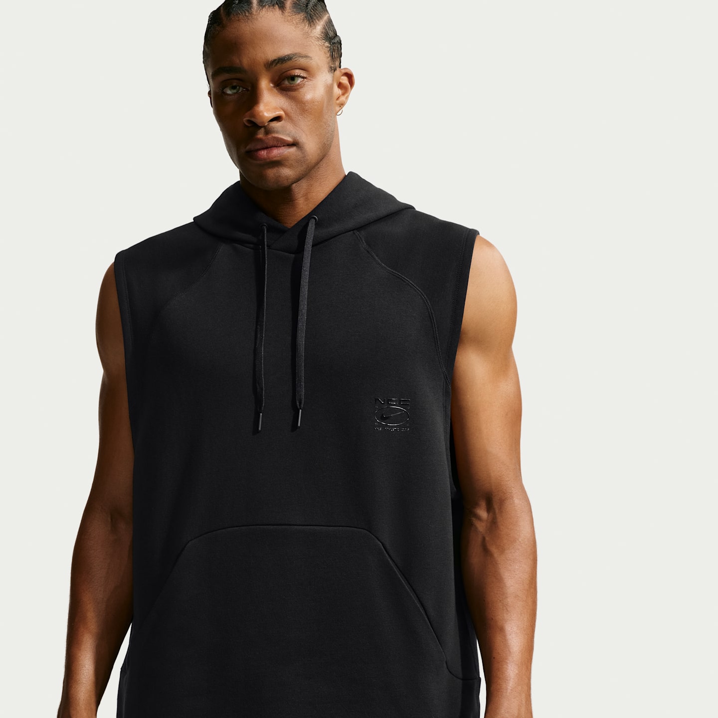 Мужское худи Nike N.A.C. Dri-FIT Fleece Sleeveless Training, цвет: Чёрный — фото 1