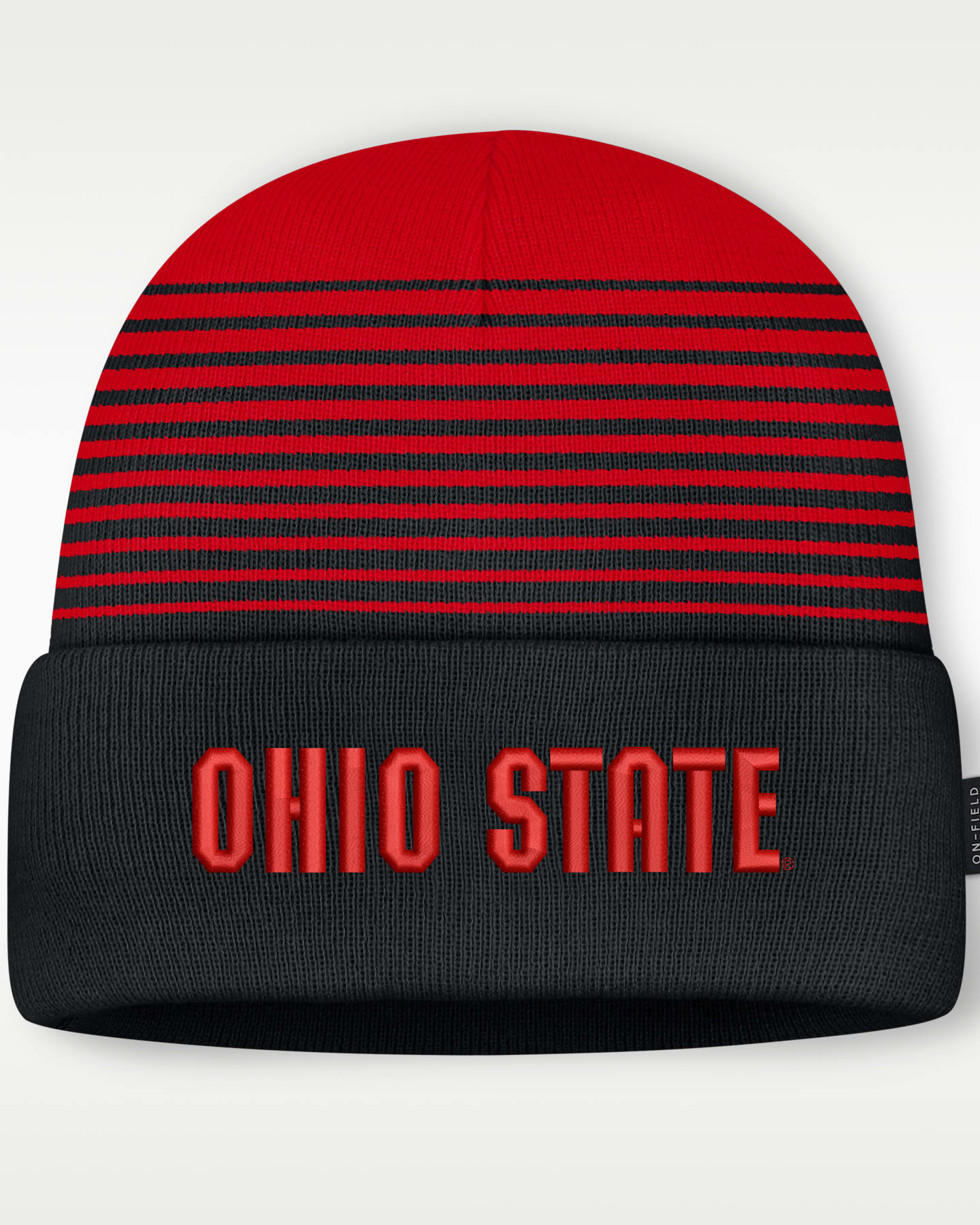 Мужская шапка-бини Nike Ohio State Sideline Utility с отворотом, цвет: Красный / Чёрный — фото 2