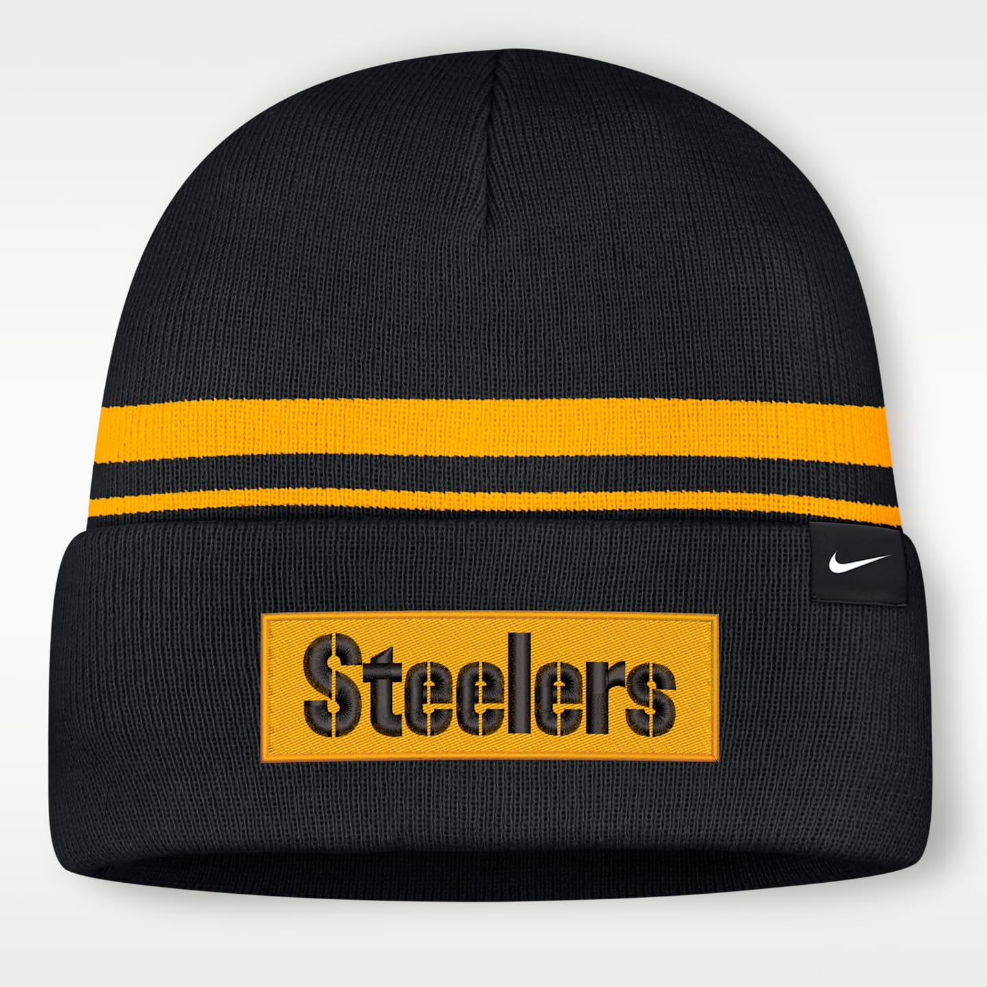 Мужская шапка-бини с отворотом Nike Pittsburgh Steelers Primetime Utility NFL, цвет: Чёрный — фото 2