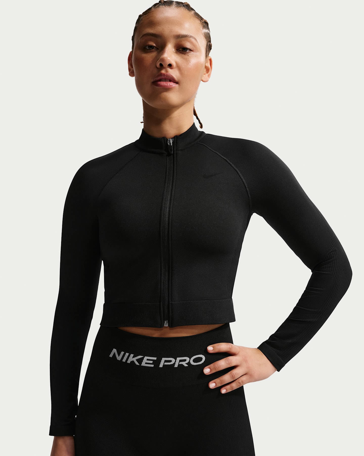 Женский топ Nike Pro Seamless Full-Zip Training Top, цвет: Чёрный — фото 6