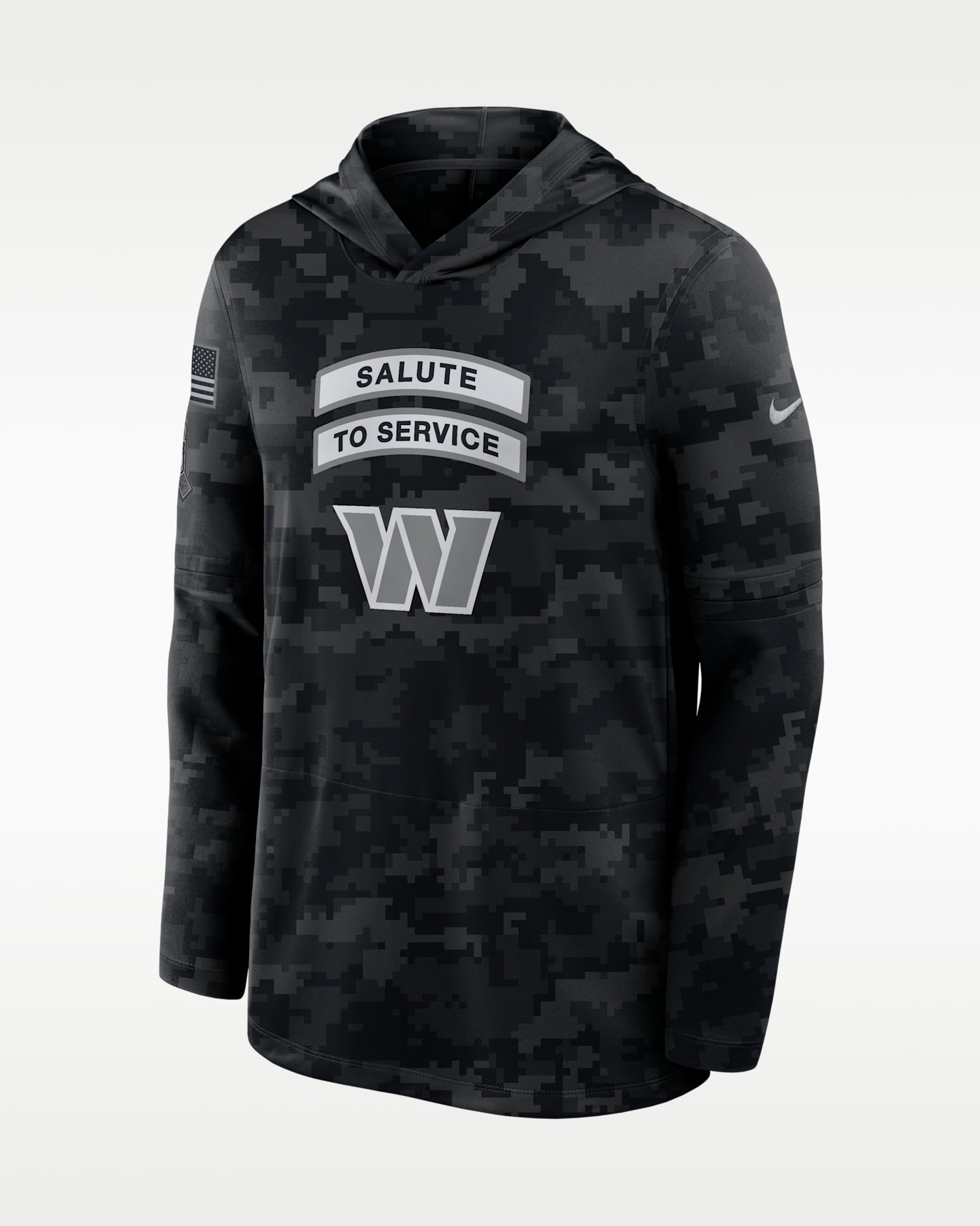 Мужской лонгслив с капюшоном Nike Washington Commanders Salute to Service Dri-FIT NFL, цвет: Чёрный — фото 3