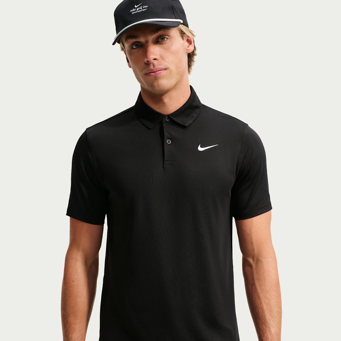 Мужское поло Nike Velocity Dri-FIT Chest Logo Golf Polo, цвет: Чёрный / Белый — фото 1