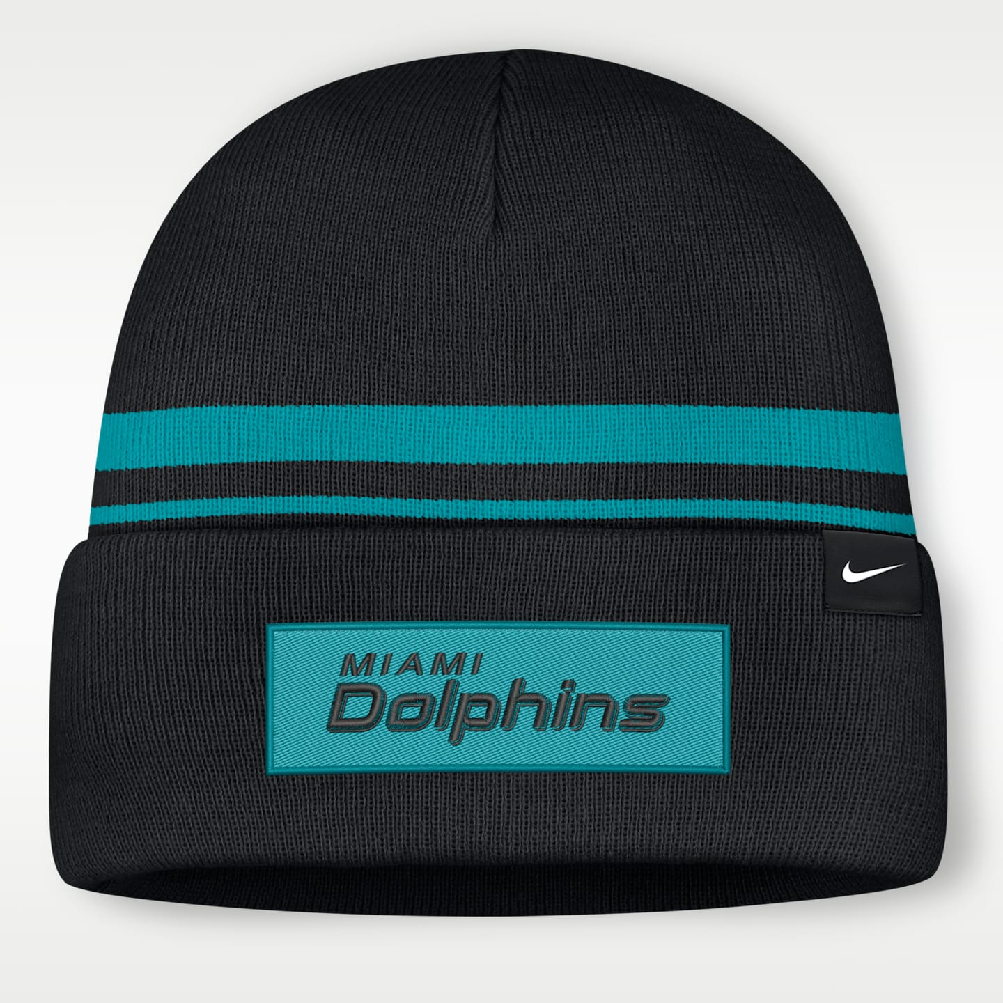 Мужская шапка-бини Nike NFL Miami Dolphins Primetime Utility с отворотом, цвет: Чёрный — фото 2