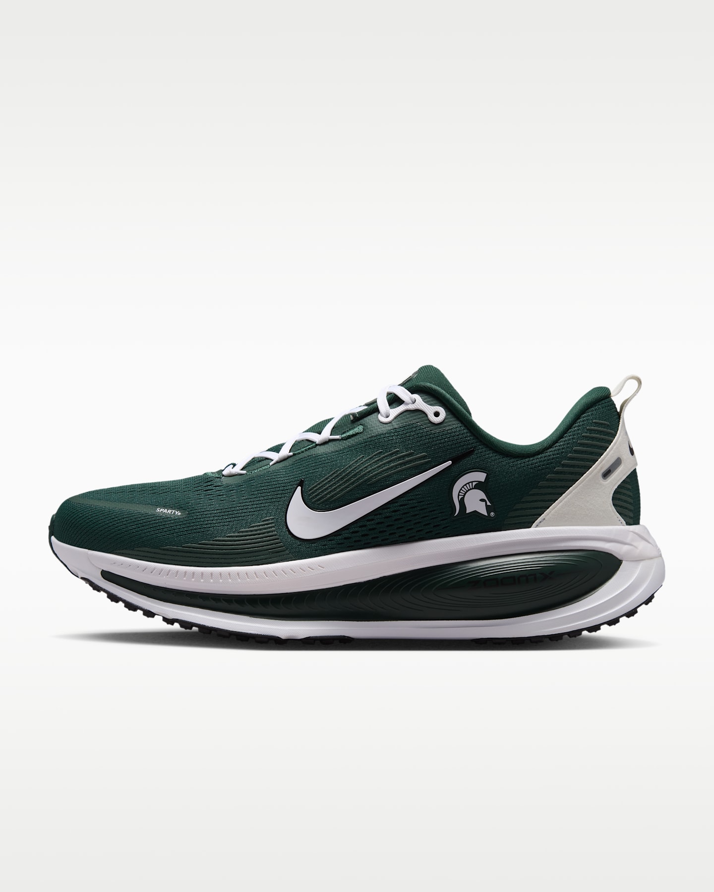 Мужские кроссовки Nike College Vomero 18 (Michigan State) Road Running, цвет: Зелёный / Чёрный — фото 11
