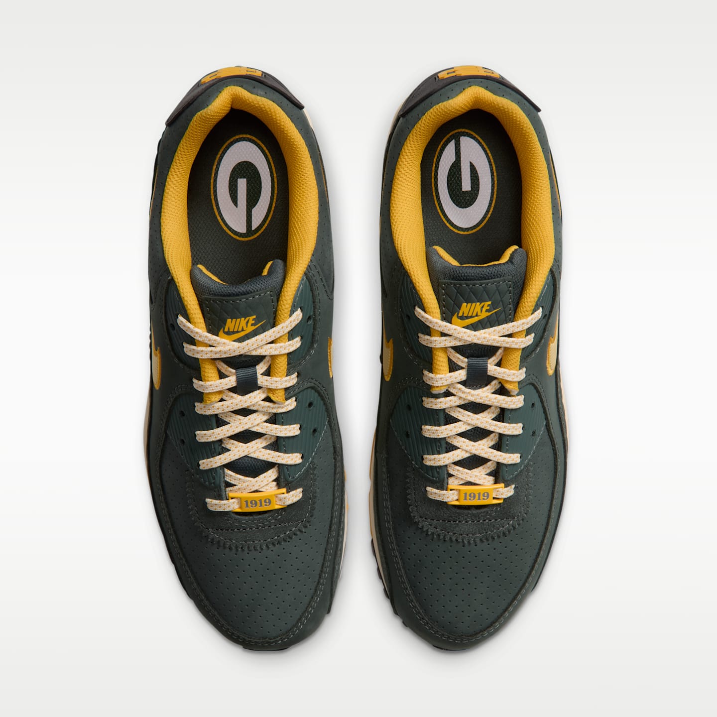 Мужские кроссовки Nike Air Max 90 (Green Bay Packers) NFL, цвет: Зелёный / Золотой — фото 4